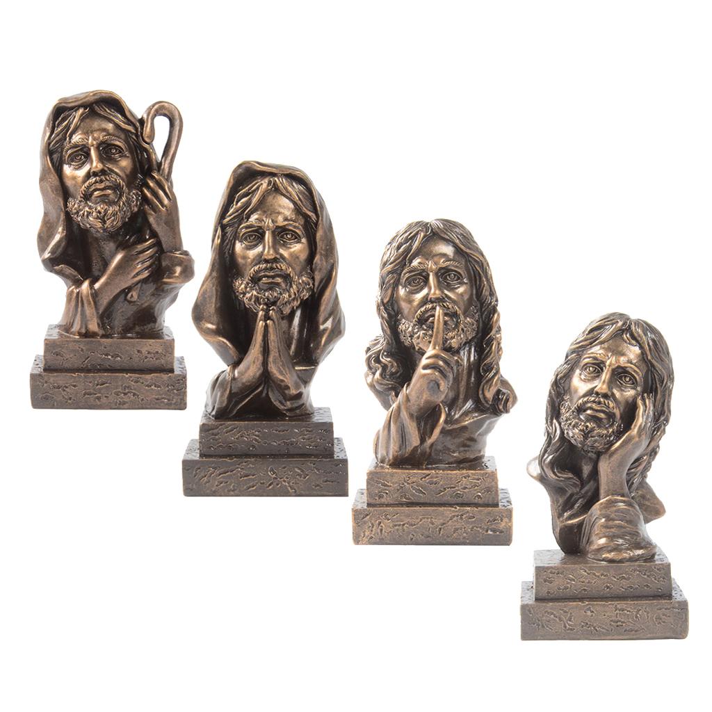 European Style Handmade Crafts Jesus Bust Sculpture with Base Stand Type A
