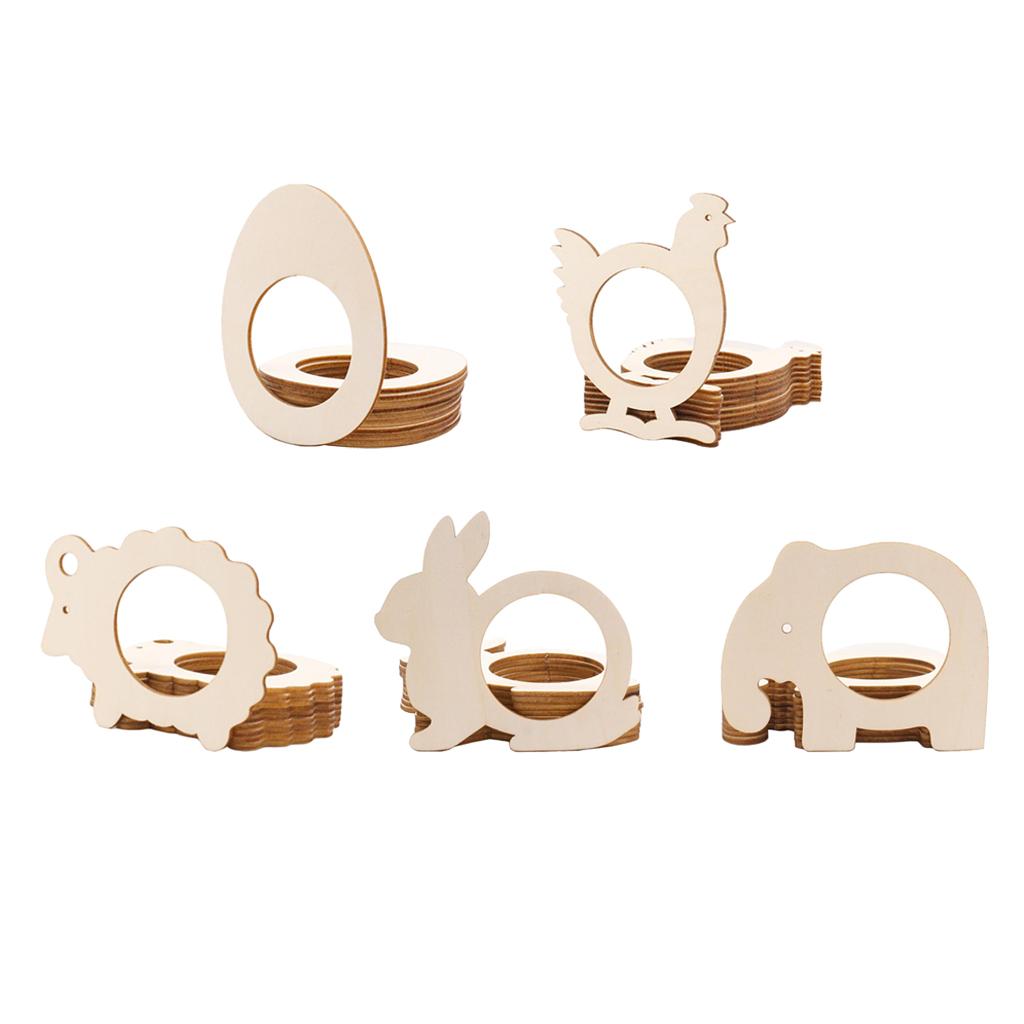 10pcs Wooden Napkin Rings Cartoon Animal Napkin Holder for Dinners Egg