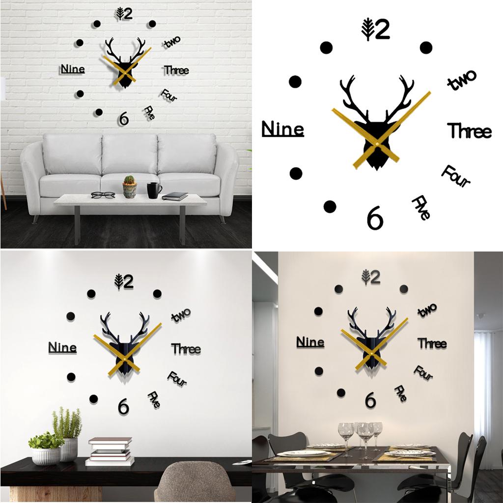 DIY 3D Wall Stickers Clock 3D Mirror Surface Sticker Black