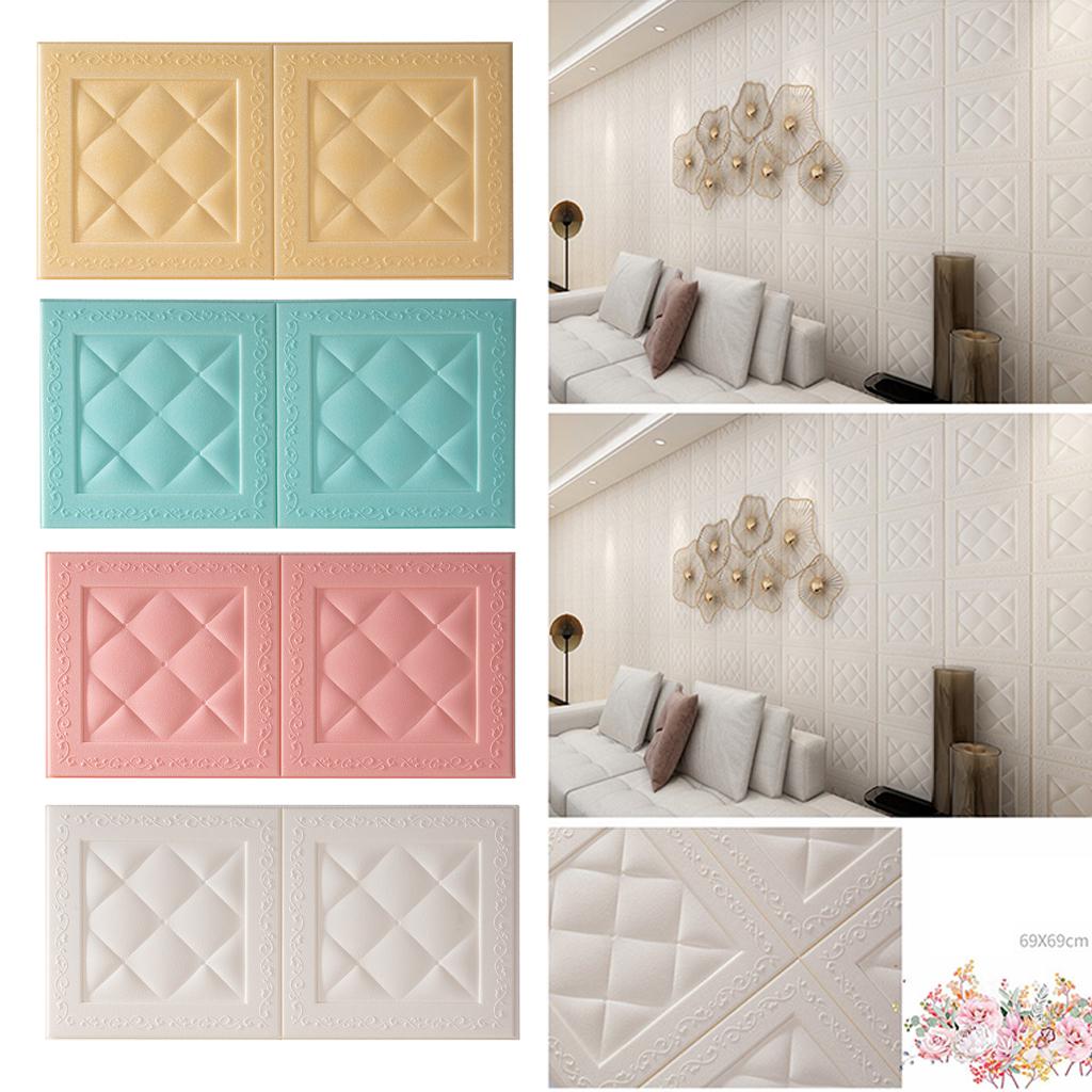 3D Brick Wall Stickers Self-Adhesive Wall Paper Tile Stickers  White