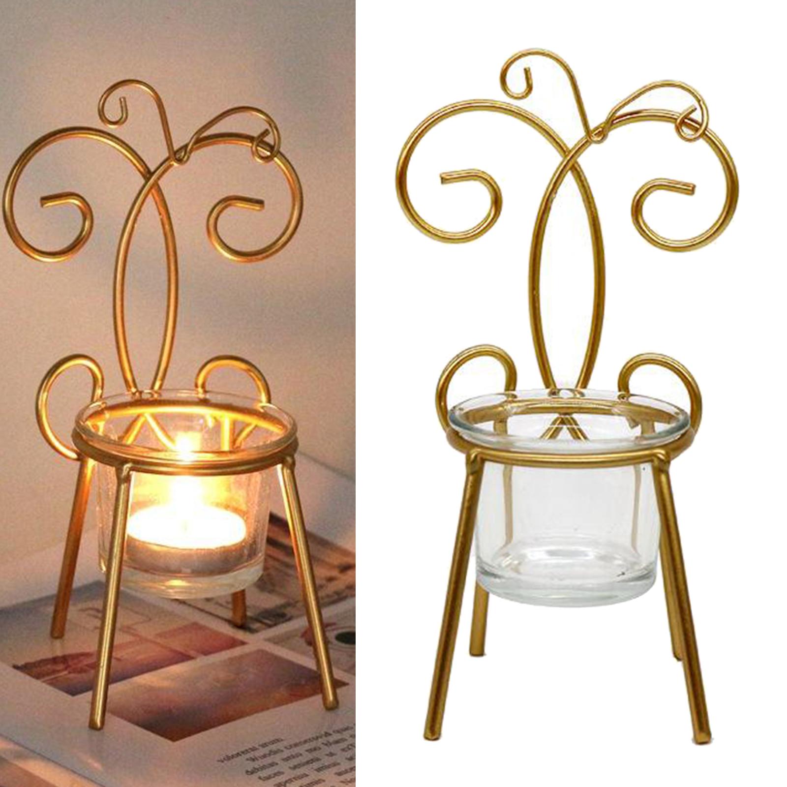 Tabletop Iron Chair Tea Light Stand Holder Potted Candle Holder  Butterfly