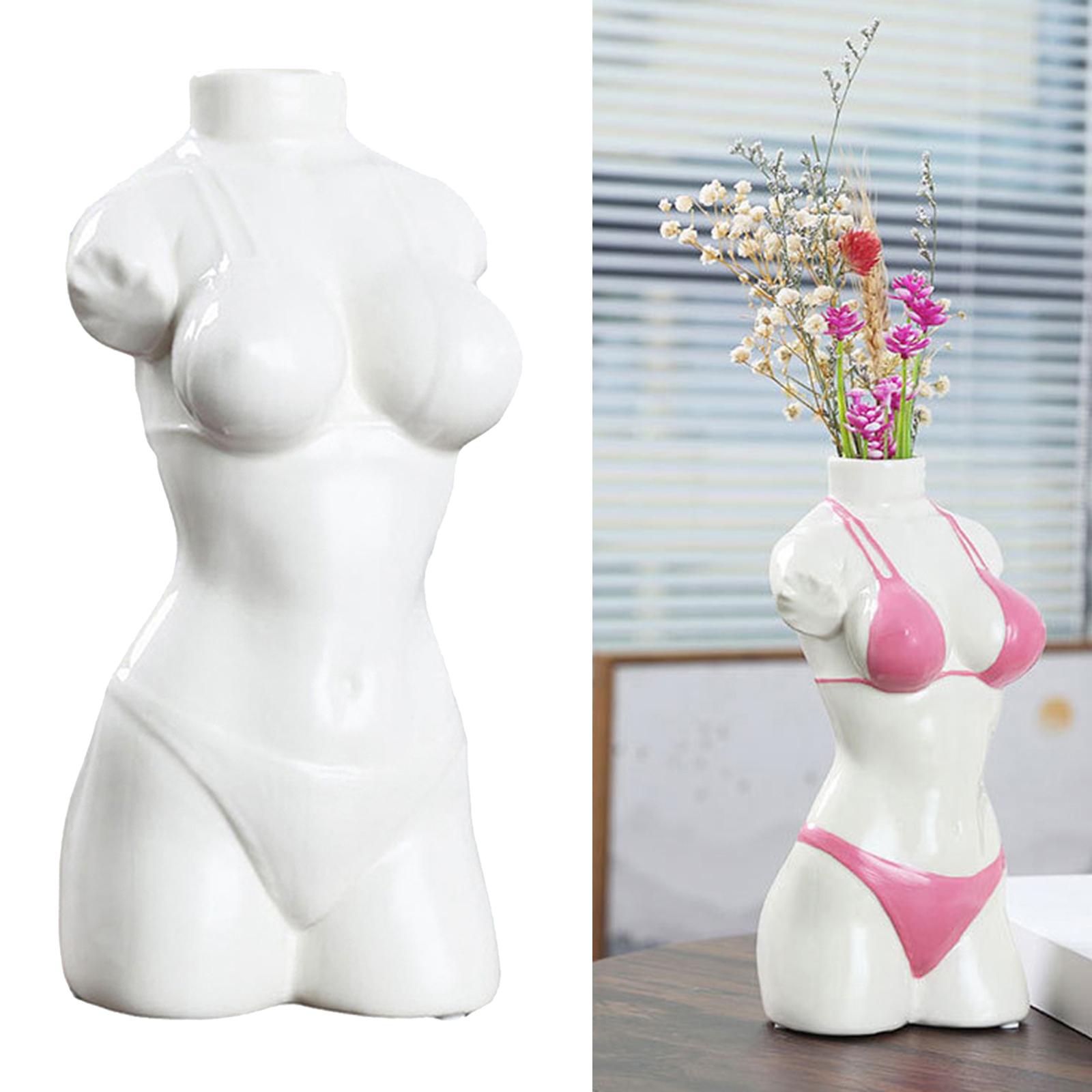 Body Art Figure Flower Vase Female Body Sculpture Decor Art Work White