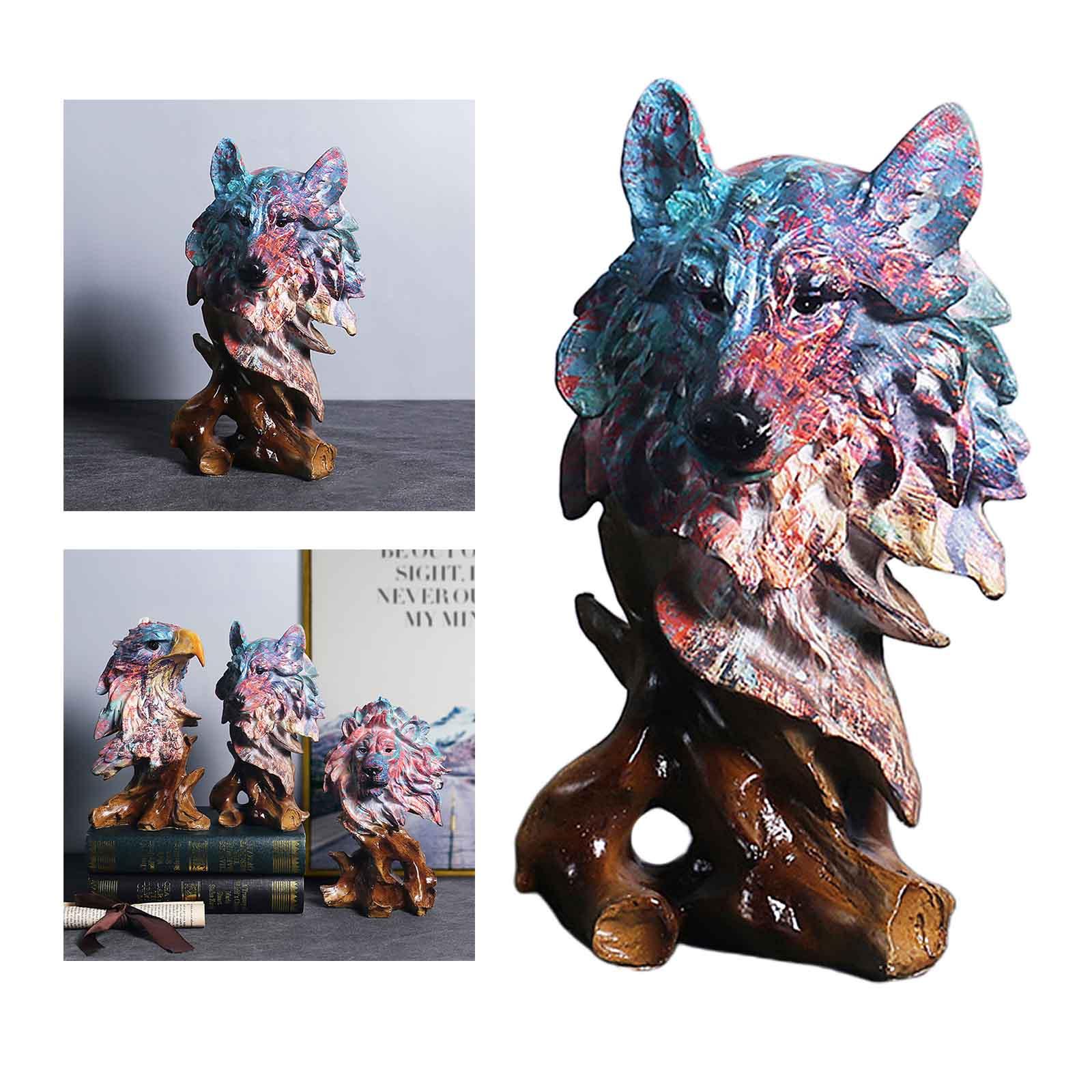 Animal Figurine Sculpture Ornament Tabletop Bookshelf Cabinet Decor Wolf