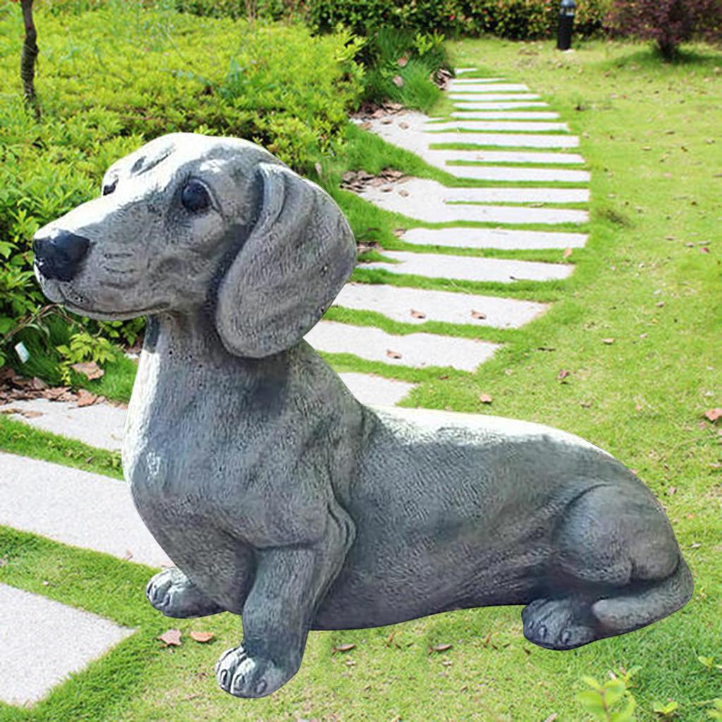 Resin Dog Garden Statue Animsl Sculpture Figurines 17x8x12cm