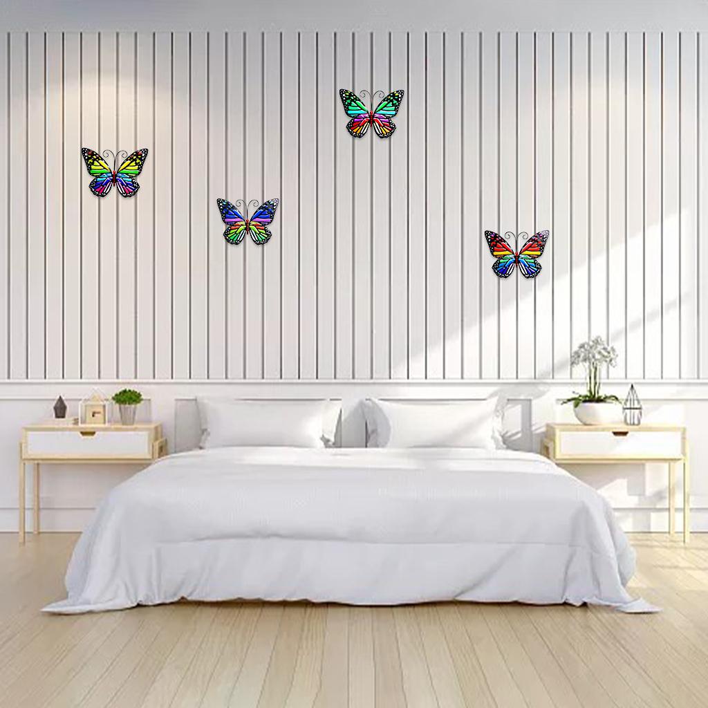 4x Butterfly Garden Wall Decor Yard Patio Fence Sculpture Hanging Decoration