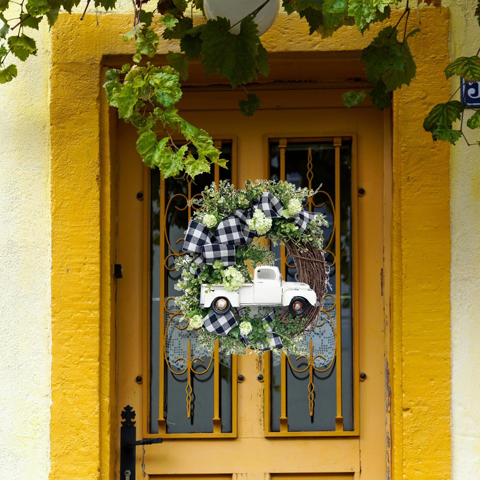 Truck Wreath Wedding Wall Patio Farmhouse Holidays Home Green Car Garland White