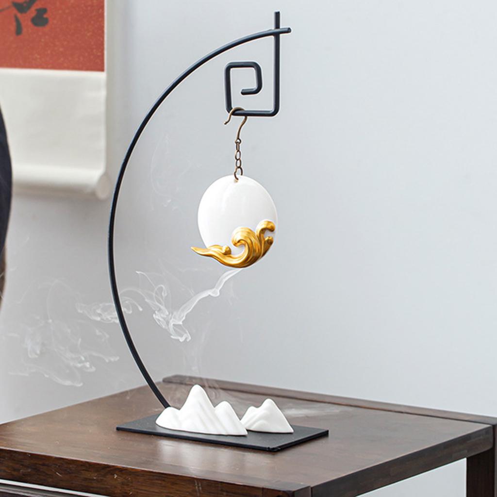 Backflow Incense Burner with Base Hanging Fragrance Cone Holder Golden Cloud