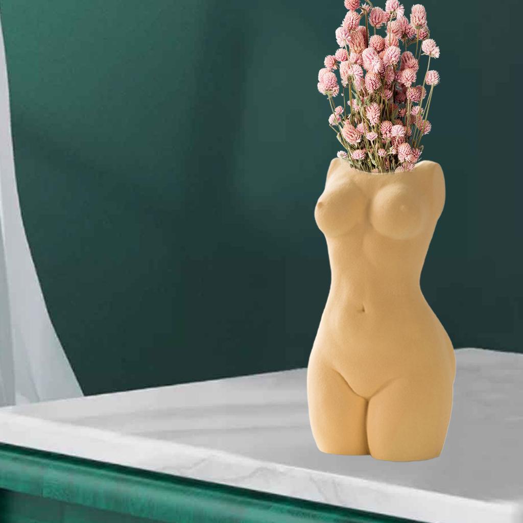 Modern Female Body Body Vase Figurine Ornament Home Decor Pot light yellow