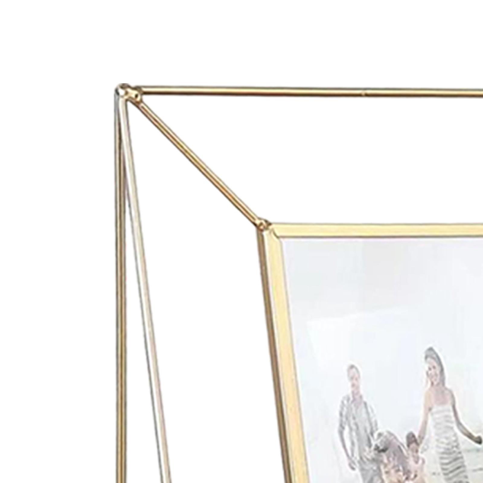 6" Floating Glass Metal Photo Frames Picture Frame Contemporary Golden