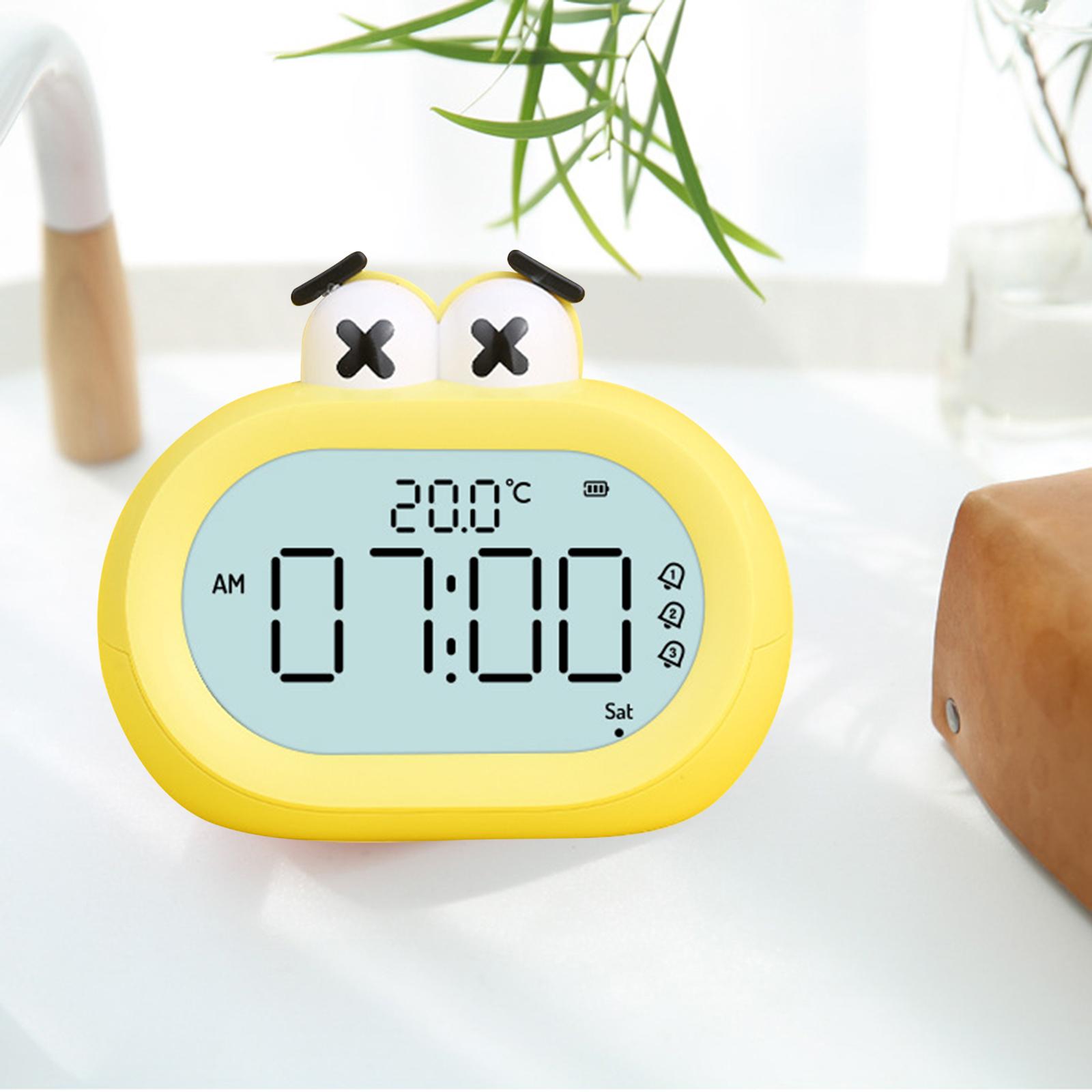Digital Alarm Clock Indoor Temperature Snooze for Travel Bedside  yellow