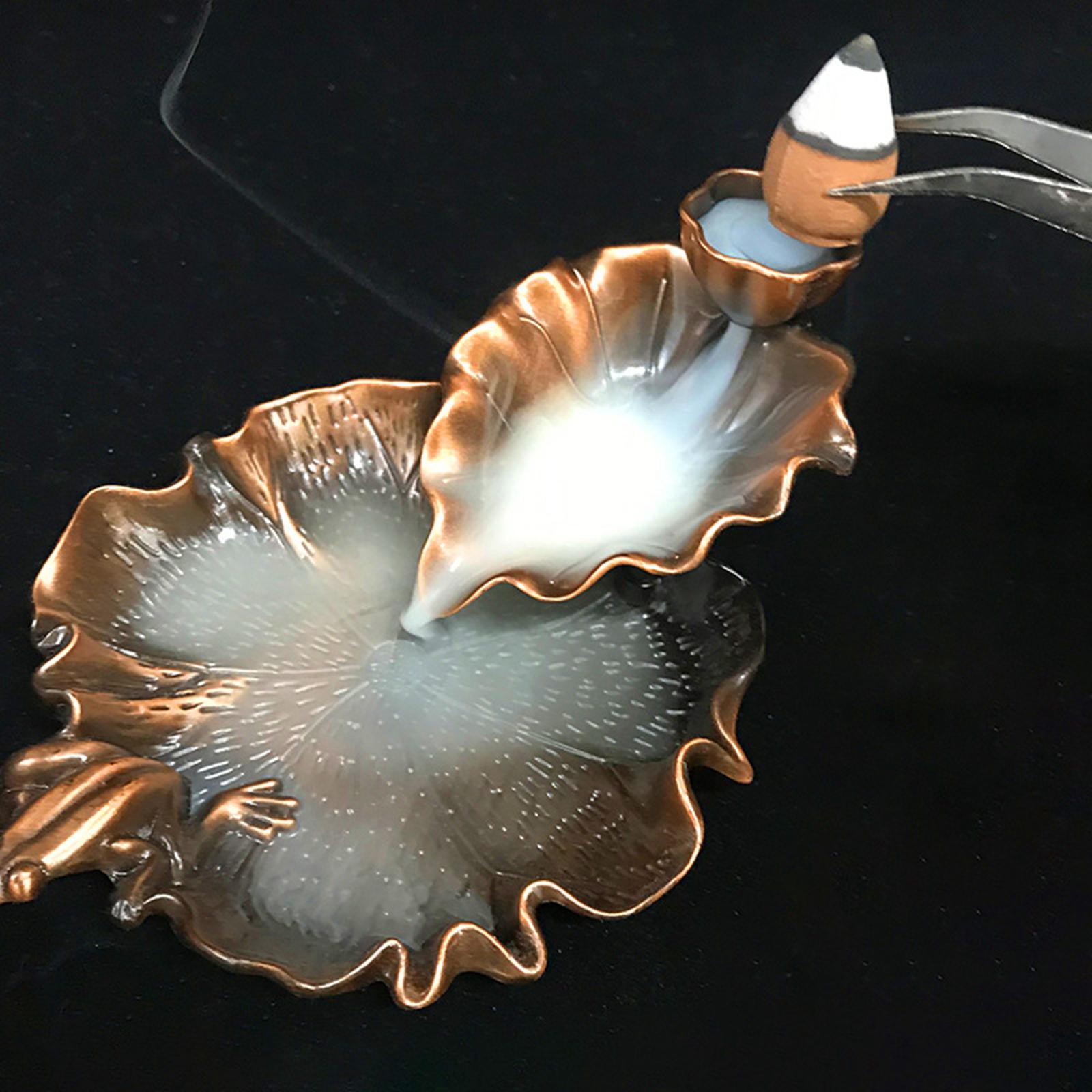 Lotus leaf Backflow Incense Burner for Yoga Aromatherapy Ornament Copper