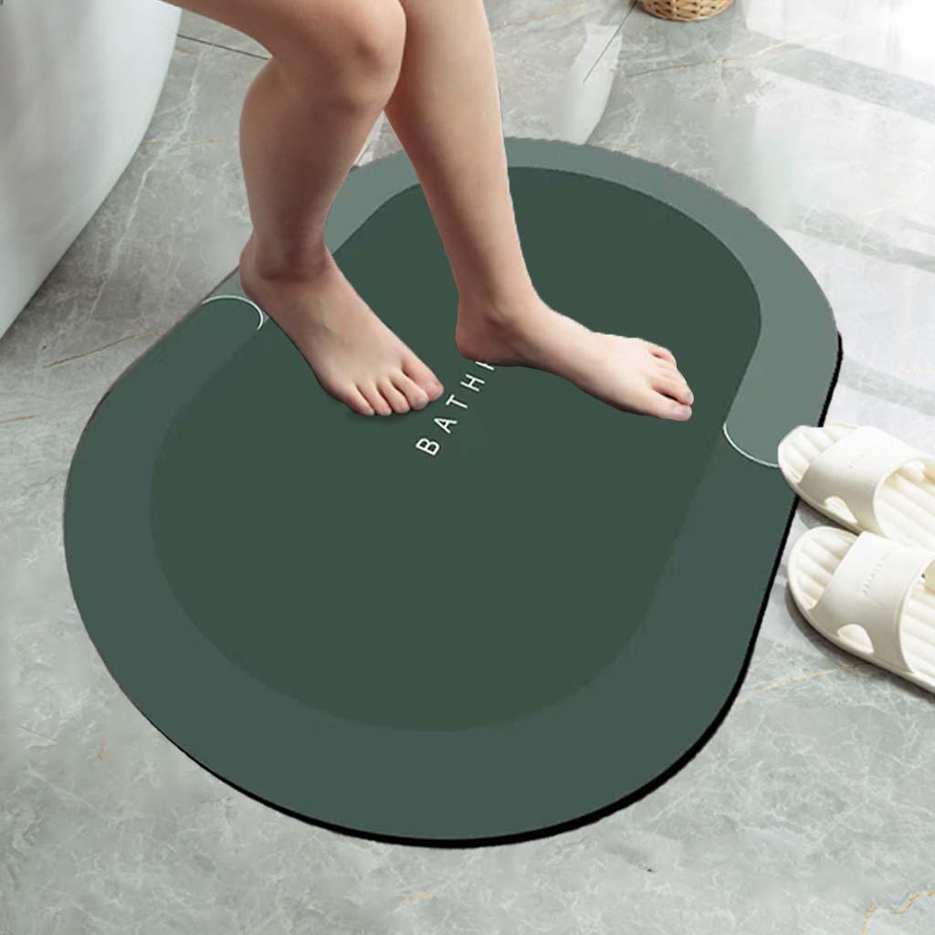 Bathroom Mat Absorbent Balcony Carpet Floor Shower Rugs Oval Green S