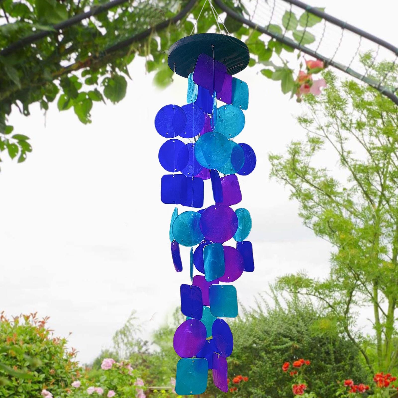 Wind Chimes Hanging Wall Pendant for Garden Outdoor Decor Blue Purple