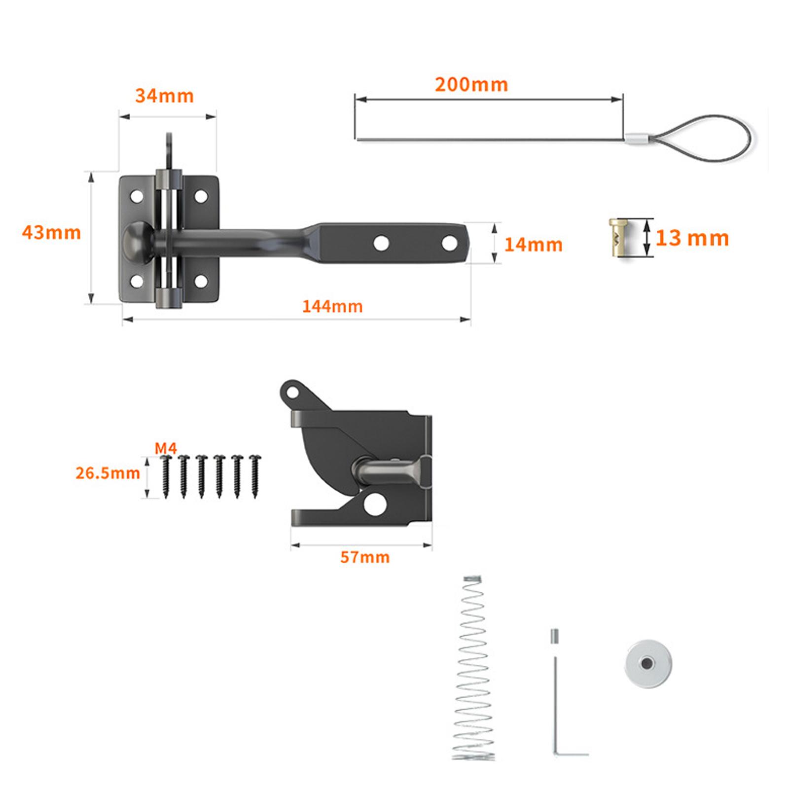 Fence Gate Latch Self Locking Hardware for Yard Backyard Garden Black