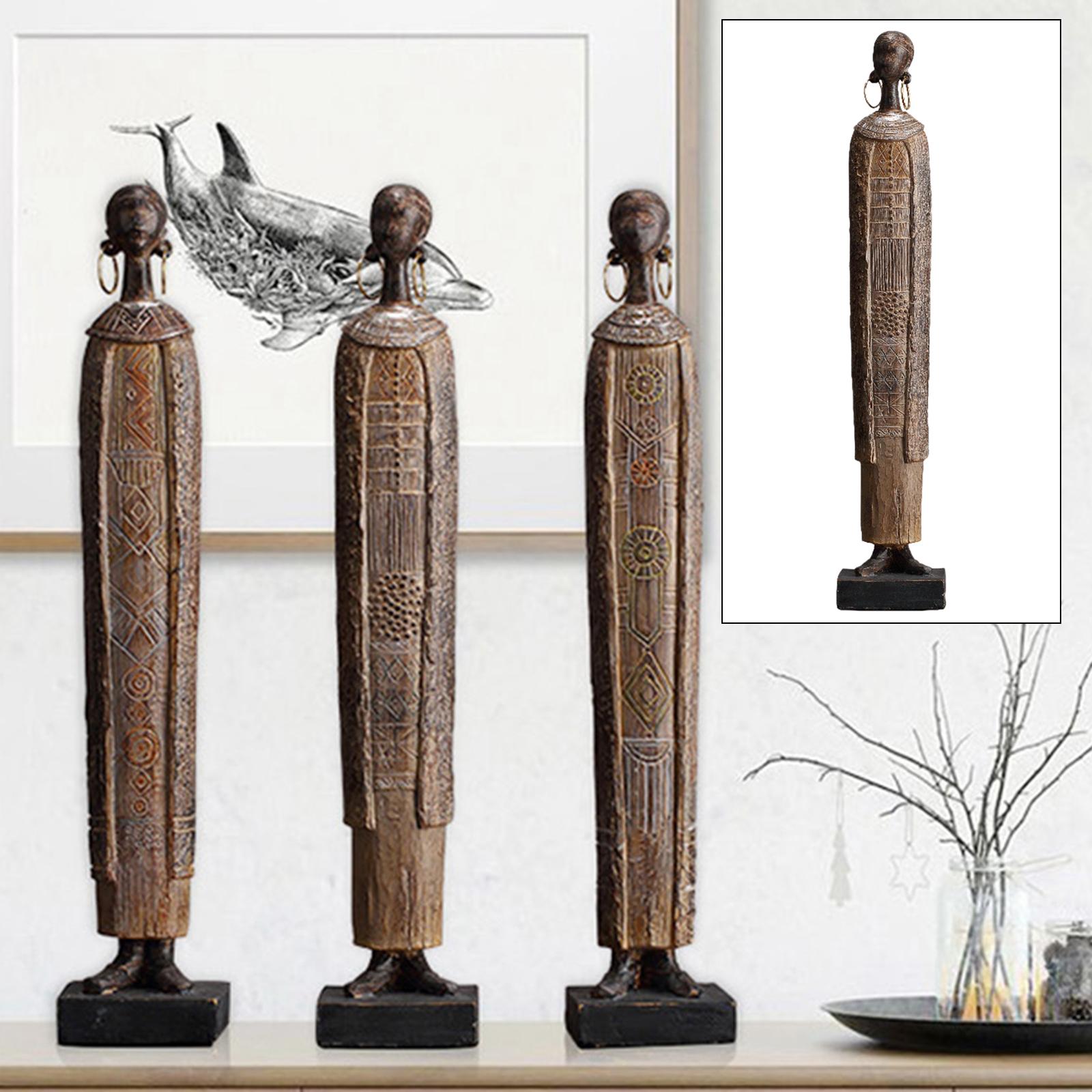 African Statue Sculpture Resin Figurines Office Bedroom Tribal Lady Style B