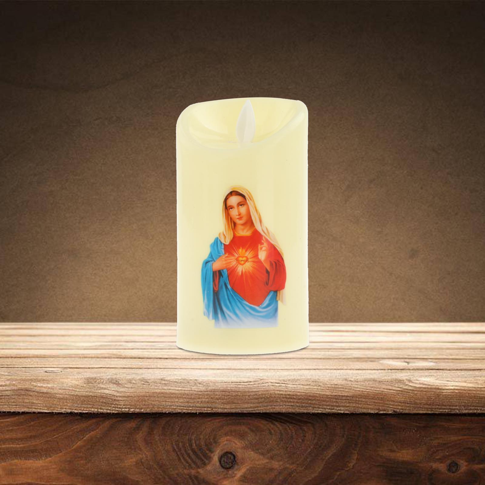 Electronic Candle Flameless Pillar Light Decoration  Sacred Heart Female