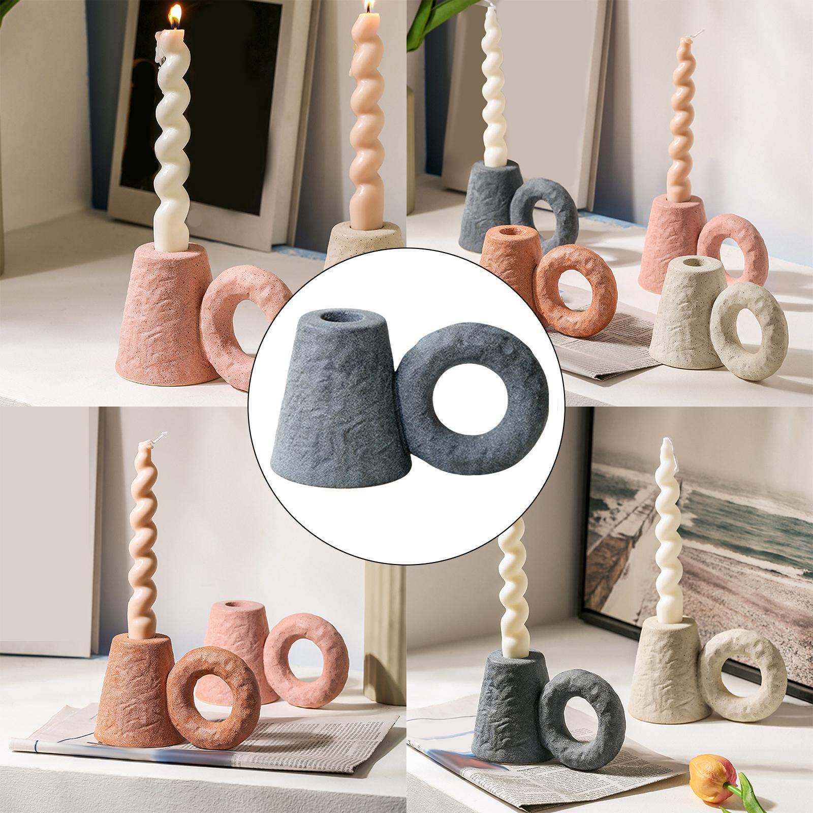 Creative Candle Holder Stand Sturdy Construction Ornament for Pillar Candles Gray