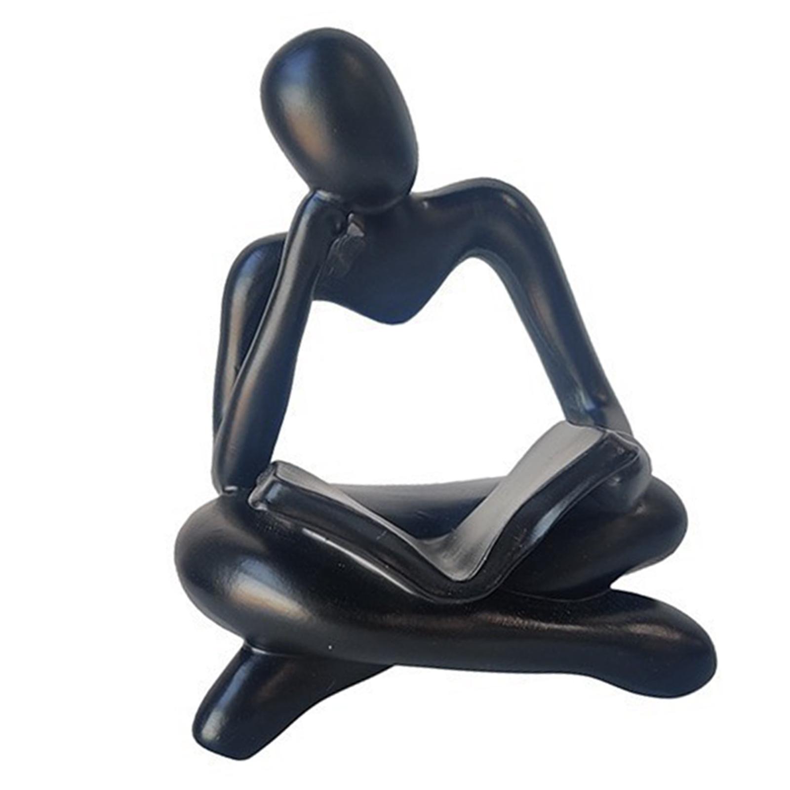 Abstract Thinker Statue Tabletop Decorative Sculpture for Home Hotel Decor Black