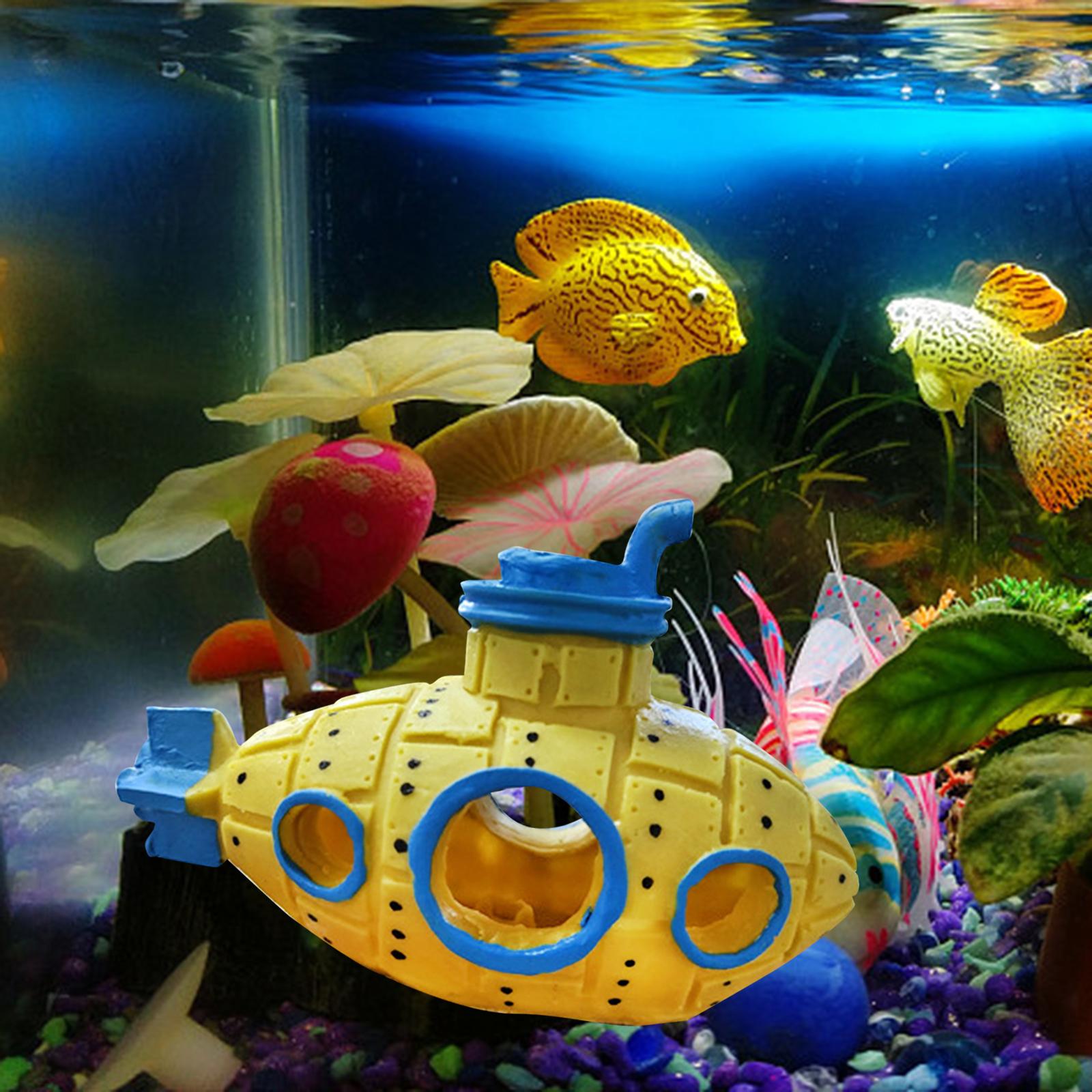 Fish Tank Decoration Resin Submarine Ornament Hideout House Decorative Yellow