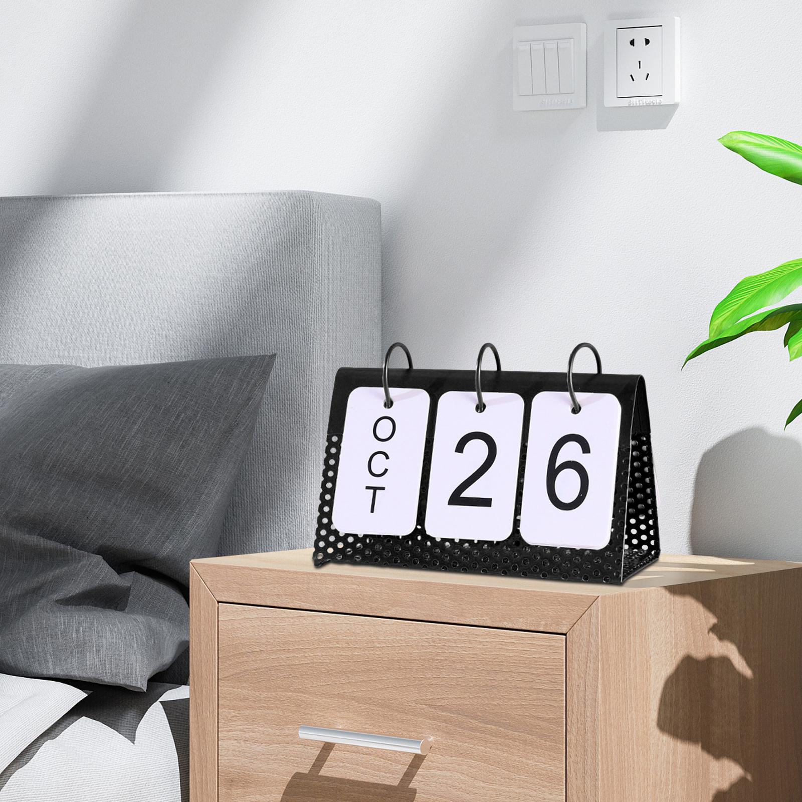 Simple Flip Perpetual Calendar Home Table Free Standing Office Ornaments Black