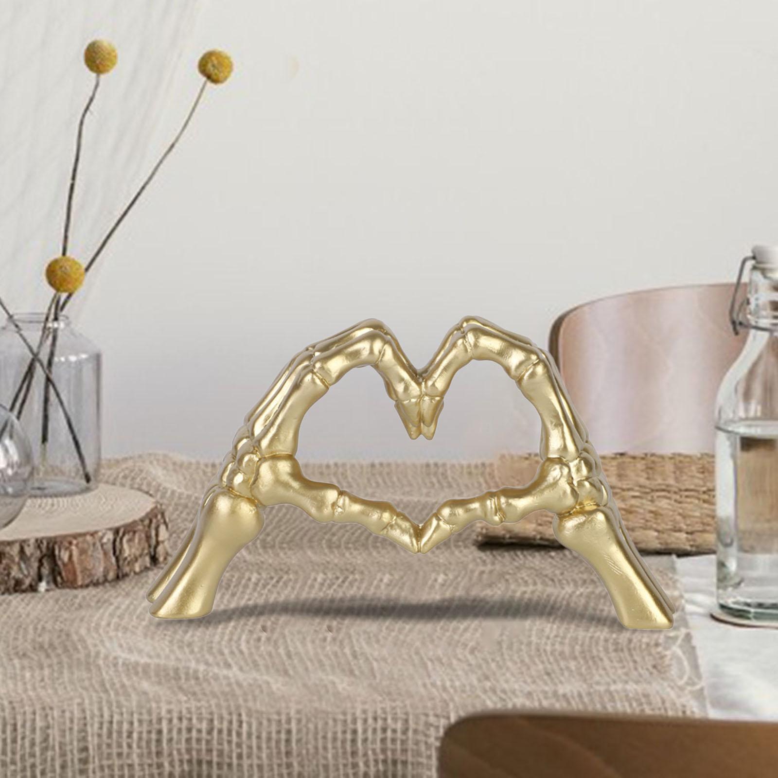 Modern Heart Gesture Ornament Sculpture Figurine Wedding Wine Cabinet Gold