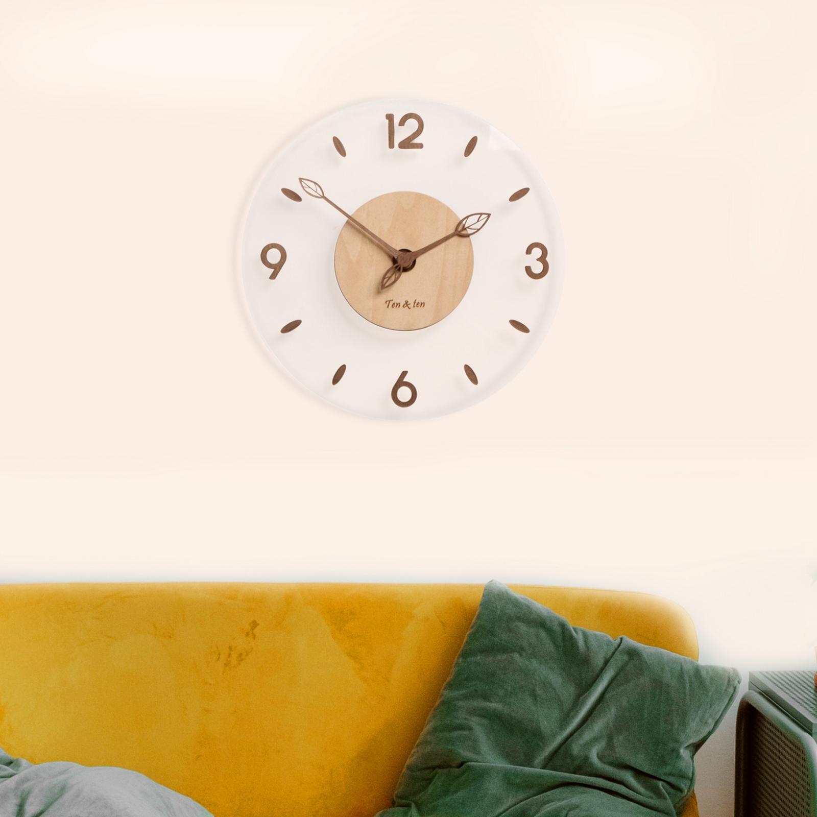Wood Acrylic Wall Clock Silent Decorative Round Clocks for Shop Decoration 14inch