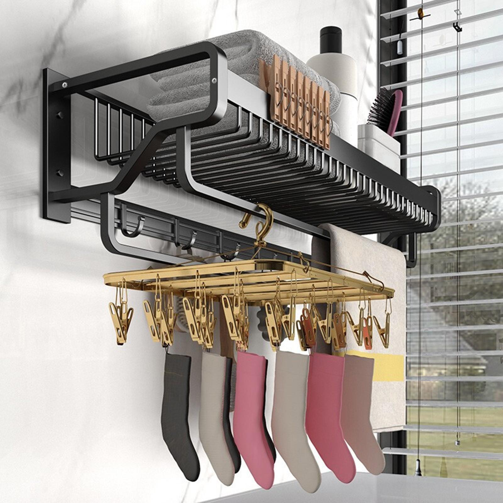 Black Towel Rail Rack Holder Bathroom Kitchen Accessories Hotel Laundry Room