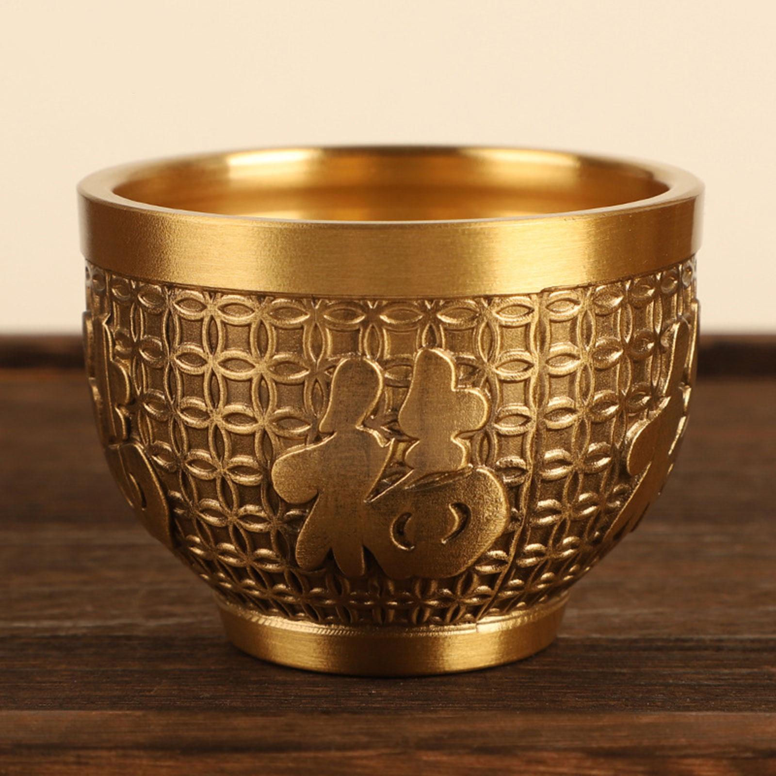 Brass Fu Bowl Folk Housewarming Gift Chinese Traditional Feng Shui Bowl Large