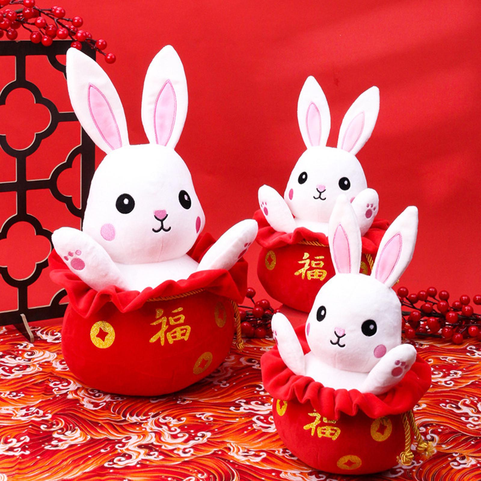 Rabbit Plush Toy Bunny Figurine Desk Ornament for Shop Decoration 42CM