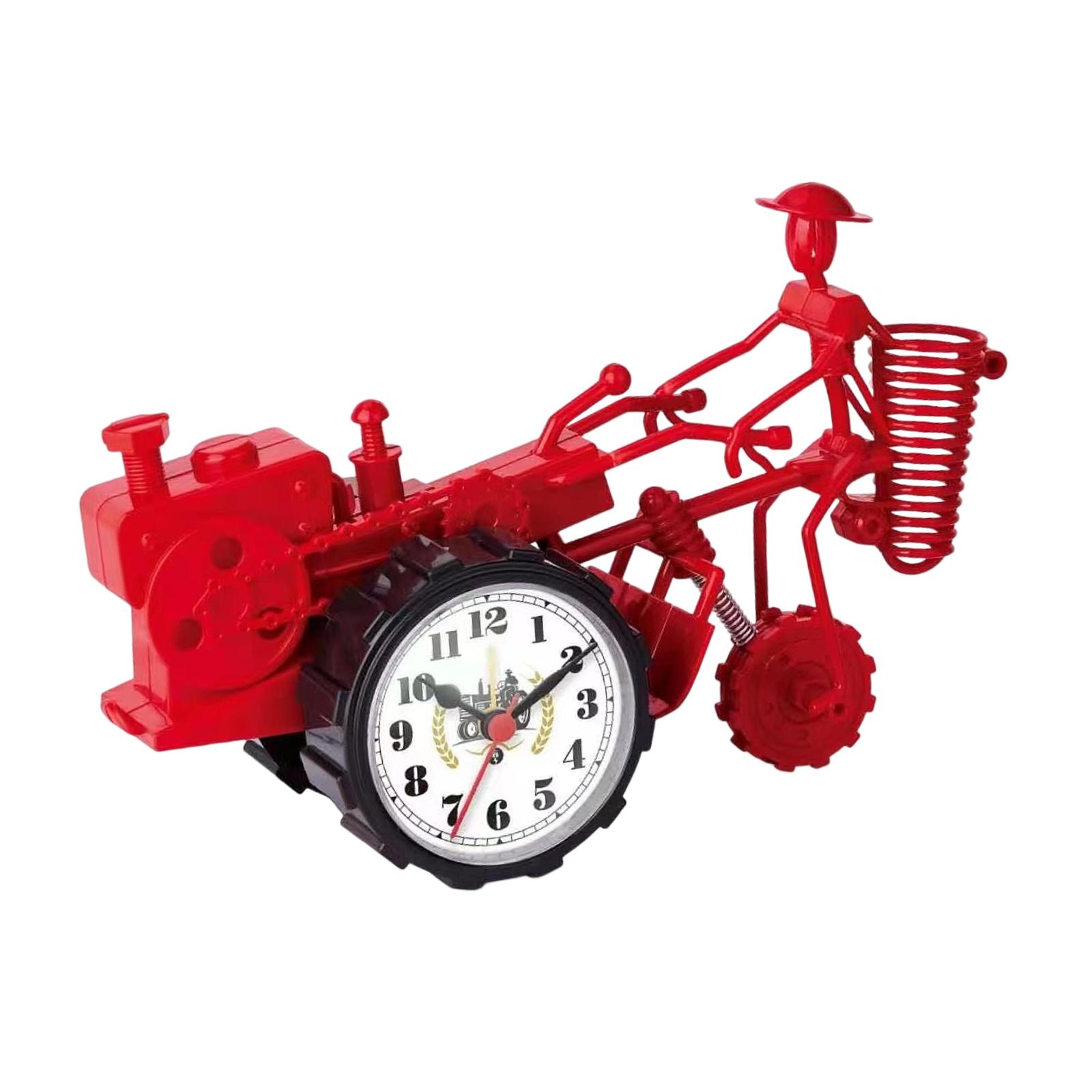 Rustic Desk Clock Tractor Model Dormitory Living Room for Kids Decorative Red