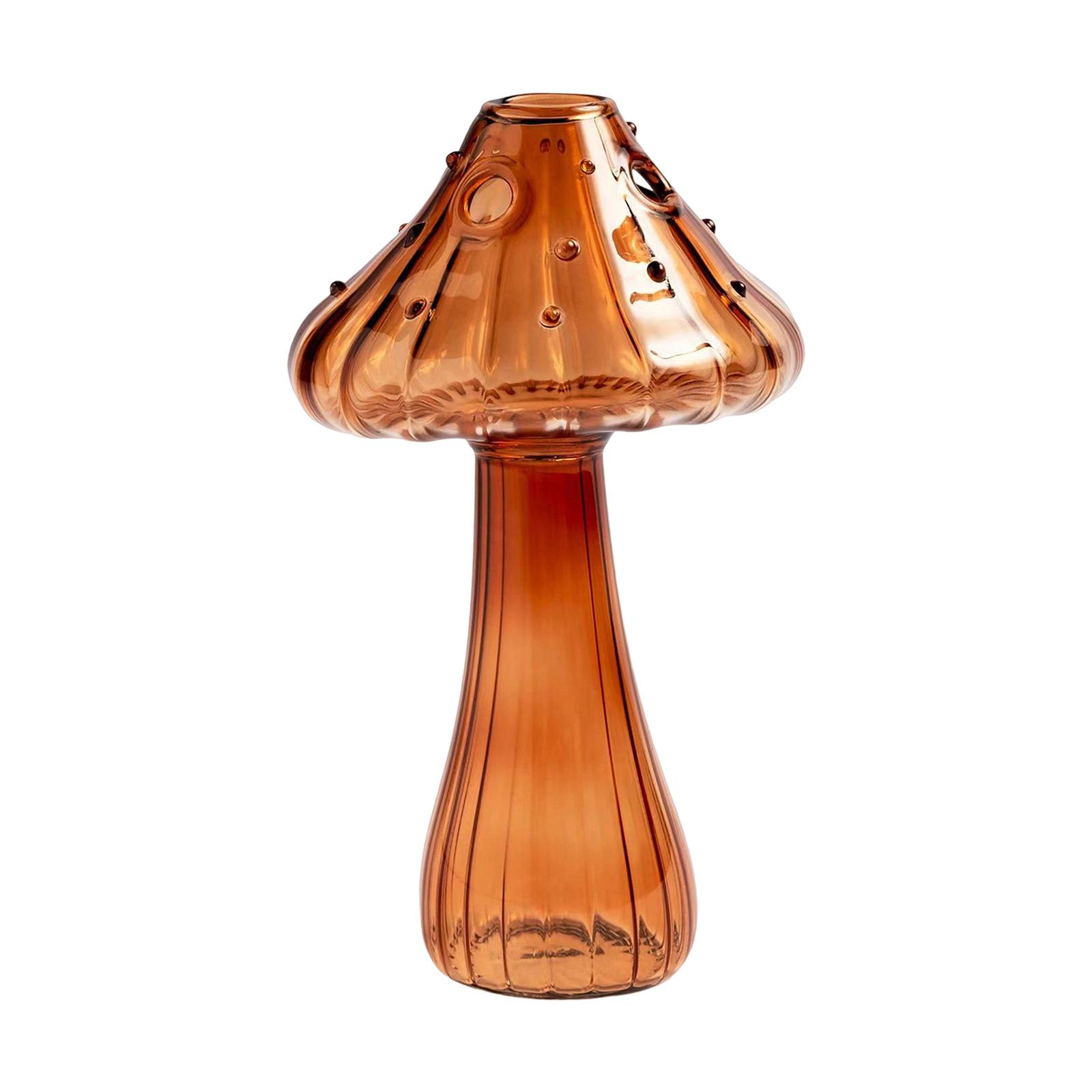 Creative Flower Vase Decorative Vases Mushroom Shaped Glass Vase Home Decor Brown