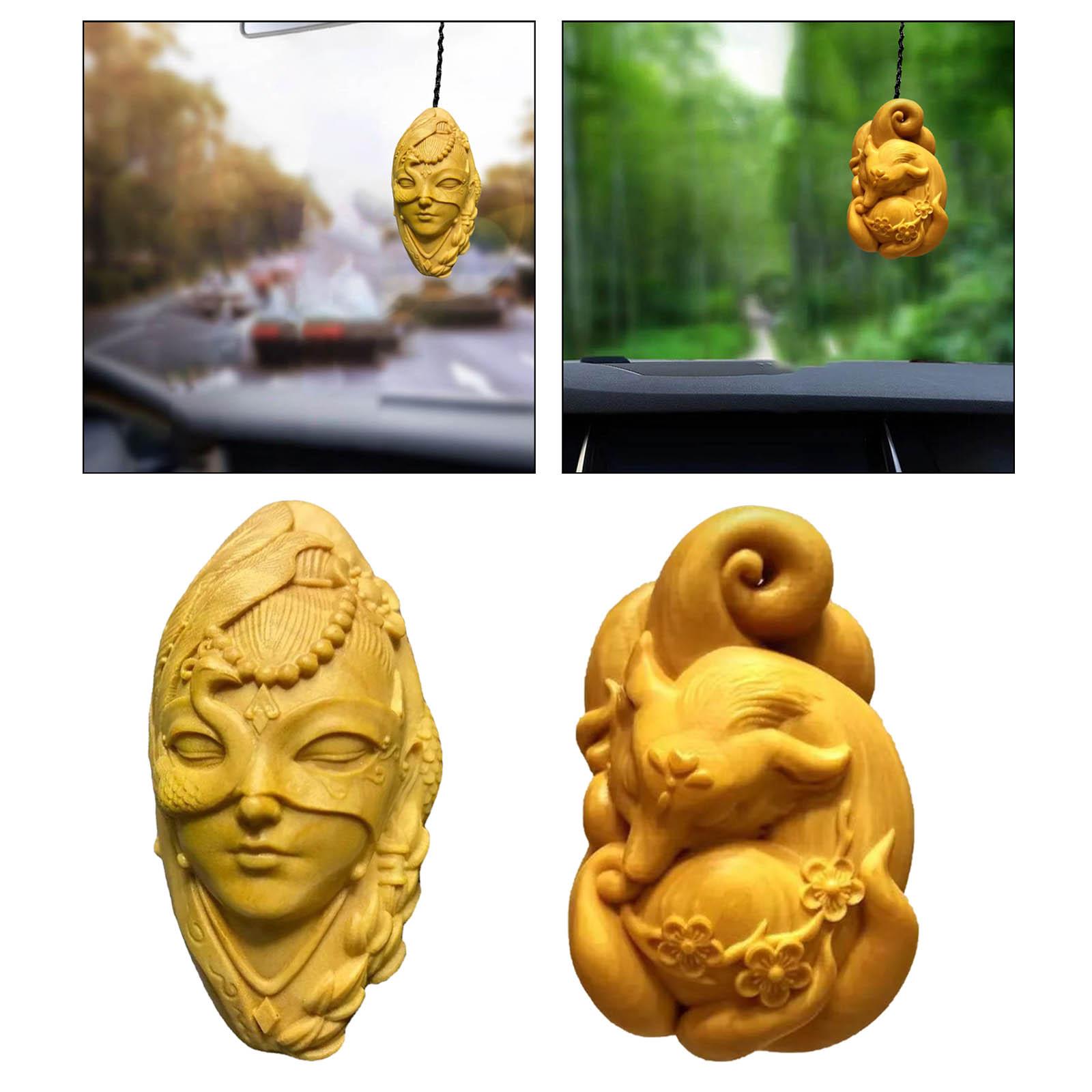 Mini Wood Carving Figurine Auto Interior Decoration Art Craft Sculpture Style A
