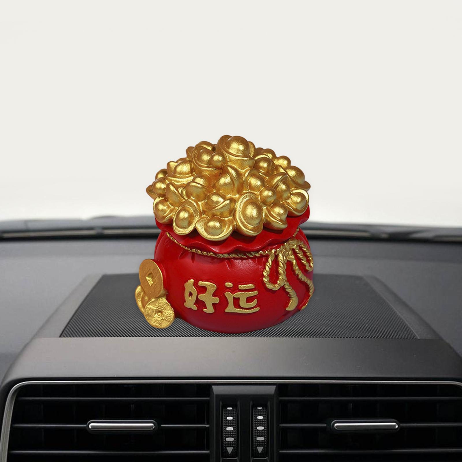 New Year Sculpture Living Room Desktop Treasure Bag Resin Statue Figurine 7x7cm