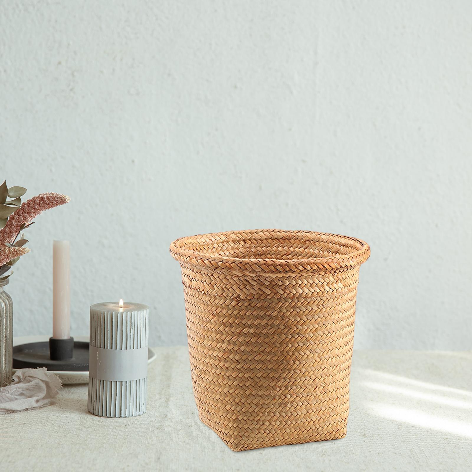 Storage Plant Pots Towels Nursery Balcony Garden Home Woven Straw Baskets Wood