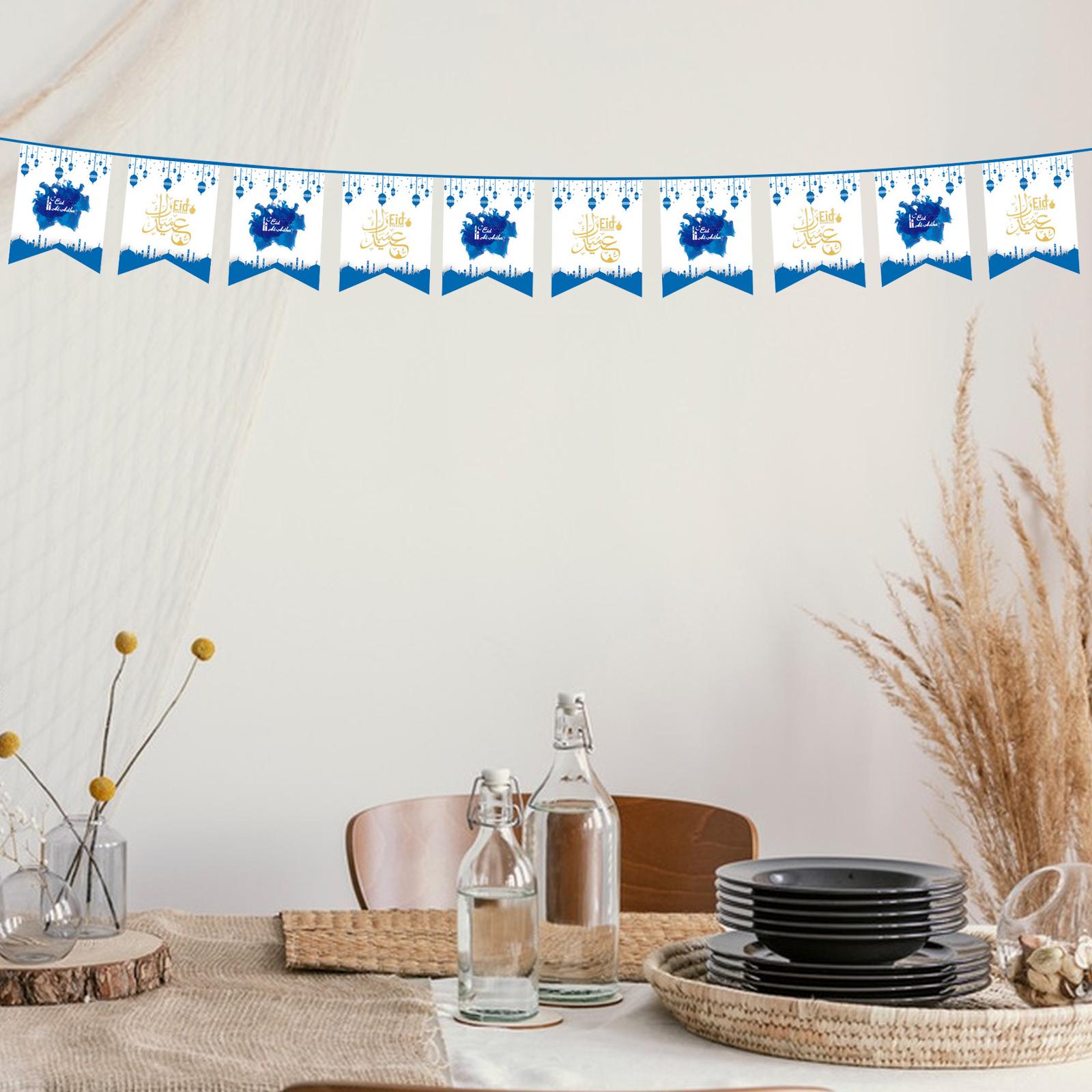 Eid Mubarak Banner Ramadan Bunting Hanging Flag Muslim Ceiling Holiday Style D