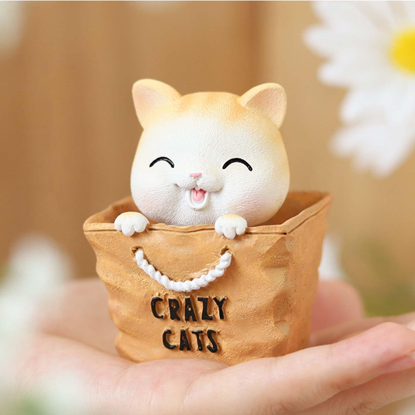 Cat Figurine Shaking Head Cat Car Dashboard Decoration for Cafe Decor Style A