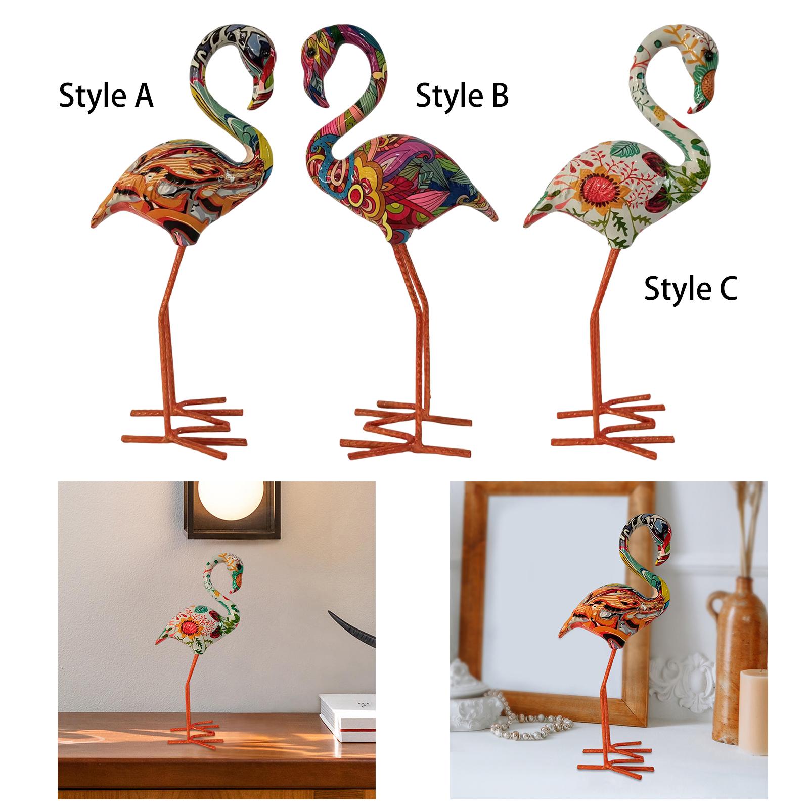 Flamingo Garden Statue Birds Sculptures Home Resin Figurines for Yard Window Style A