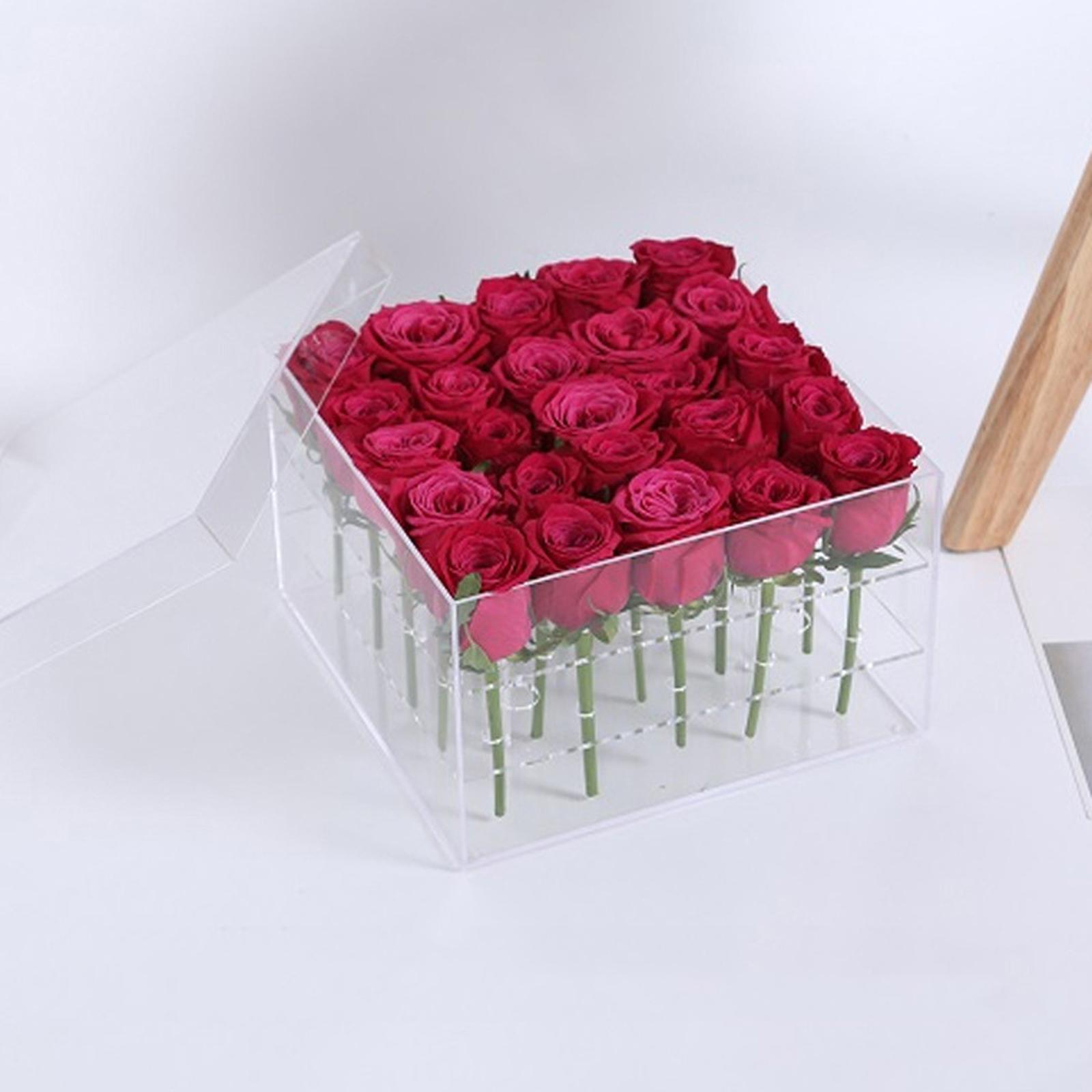 Clear Acrylic Flower Vase Water Holder Makeup Organizer Weddings Ornaments 25Holes