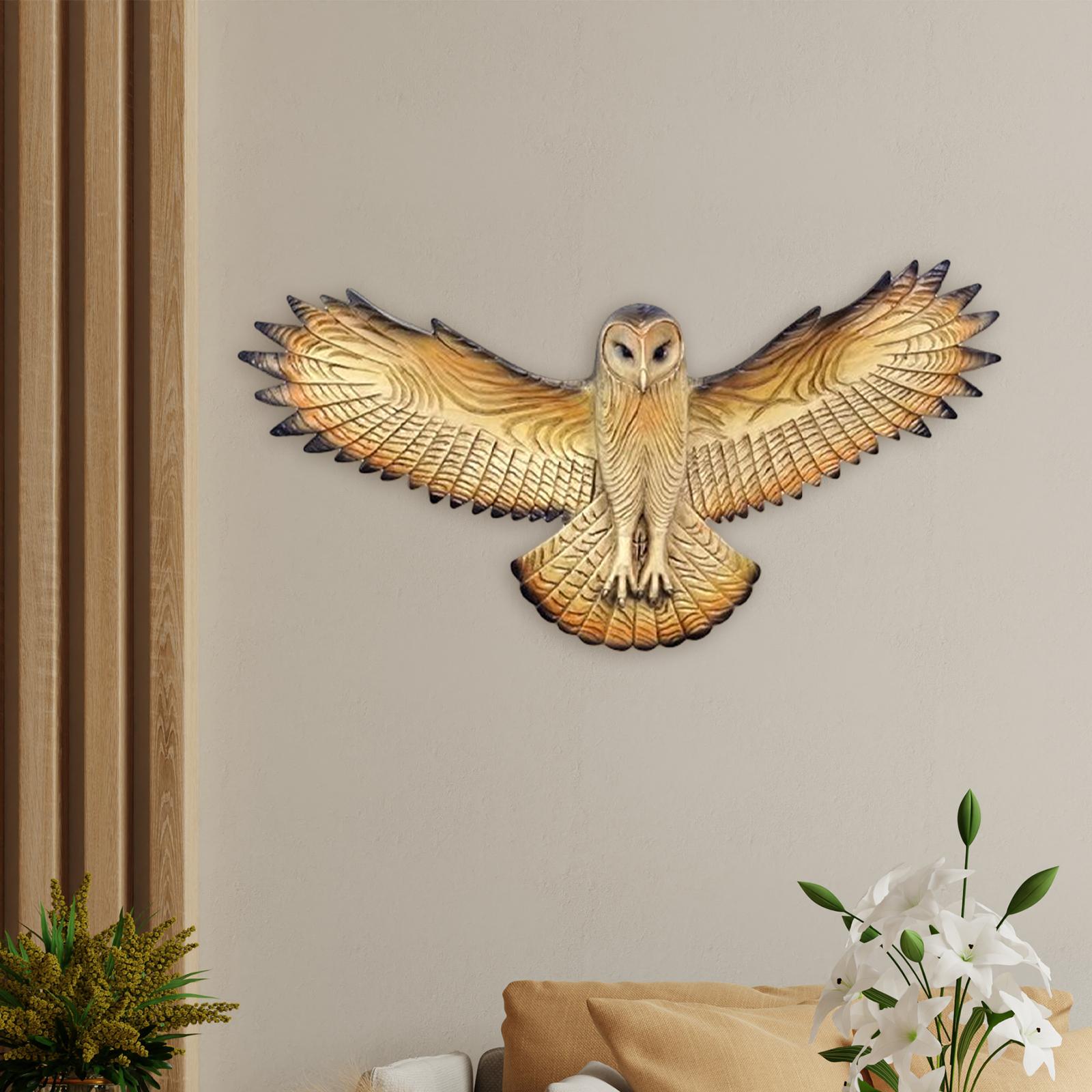 Owl Wall Sculpture Collection Rustic Pendant for Office Patio Decoration