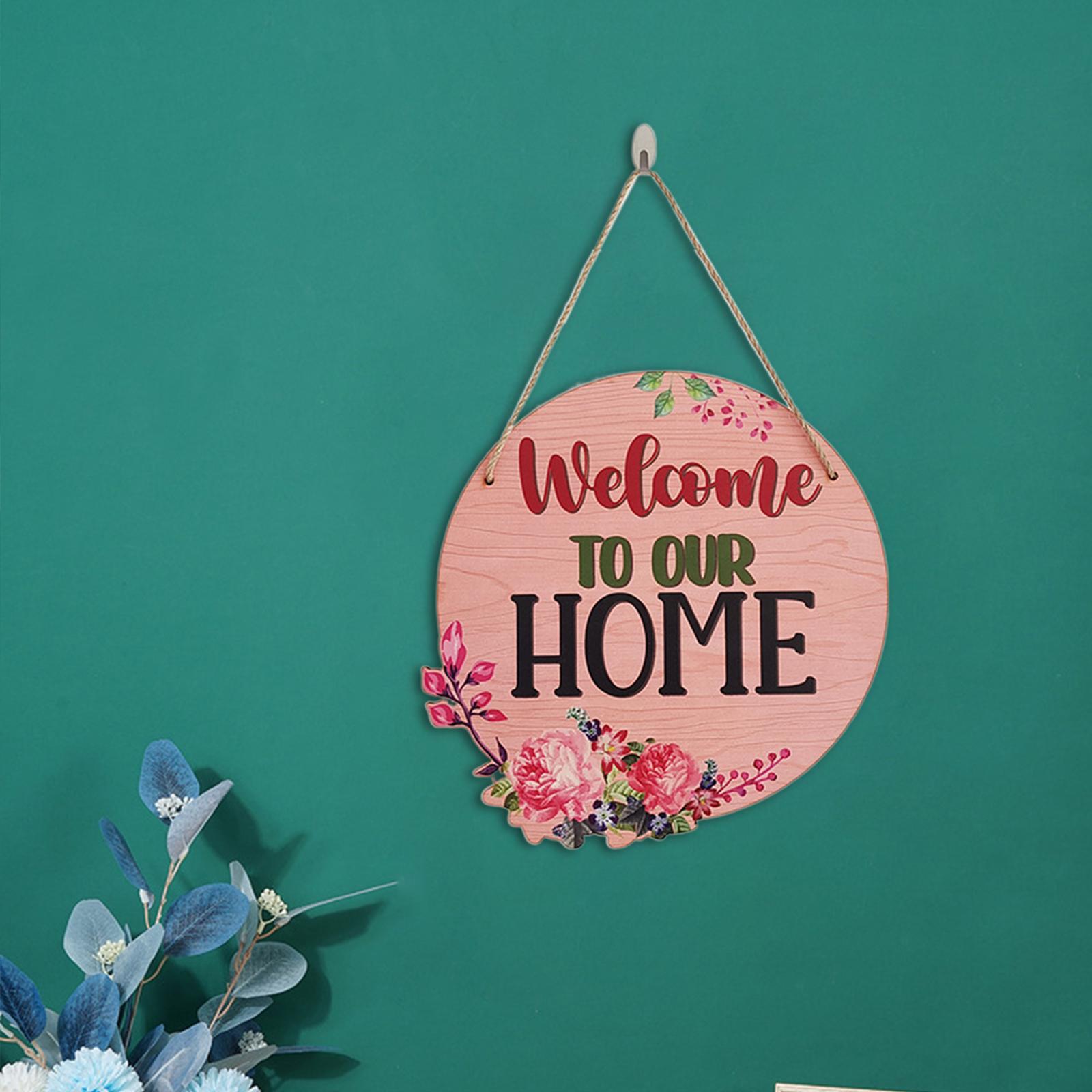 Welcome Wreath Sign for Front Door Round Rustic Hanging Sign Decoration Welcome to Our Home