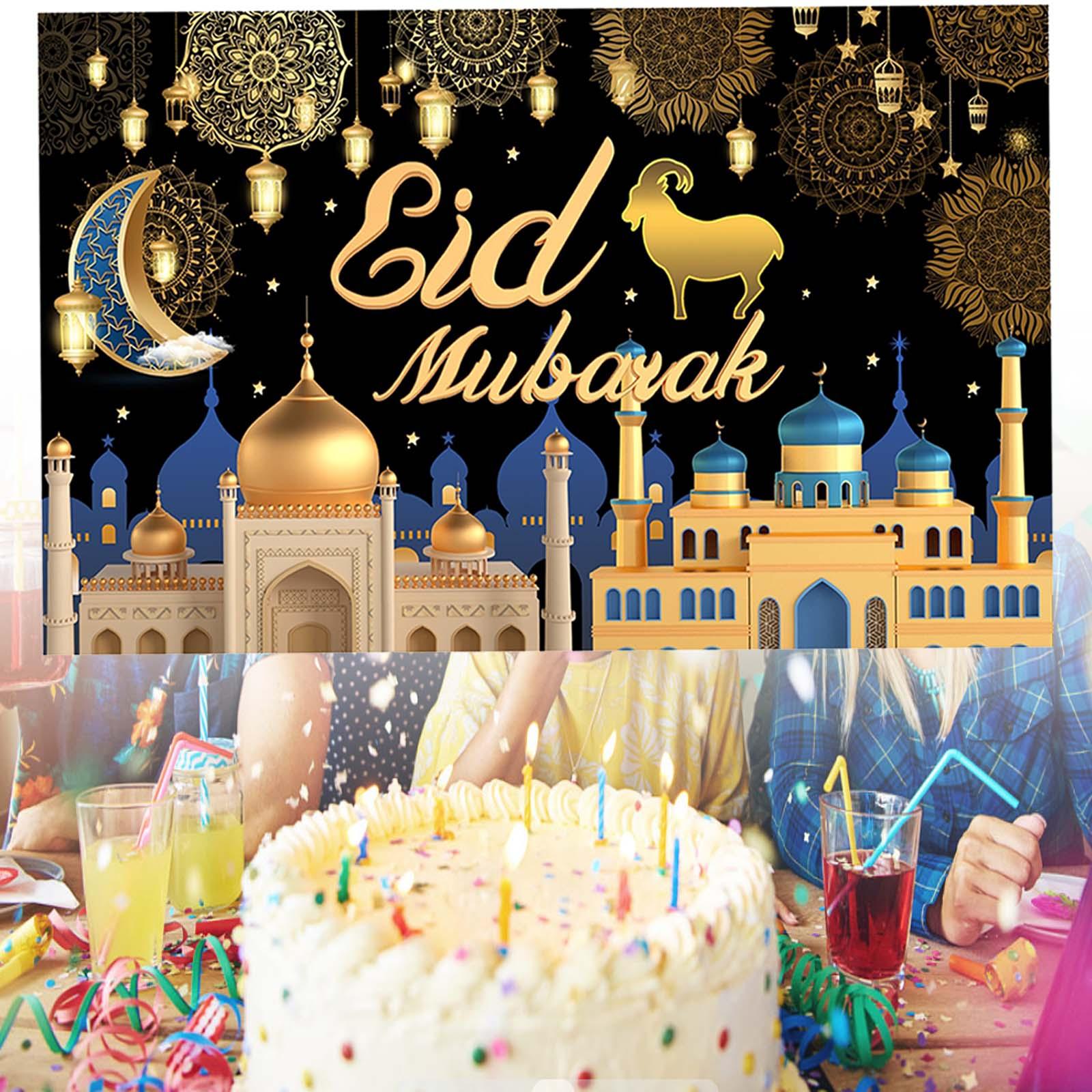 Eid Mubarak Background Muslim Islam Ramadan Signs Polyester for Playground Style G 180x115cm