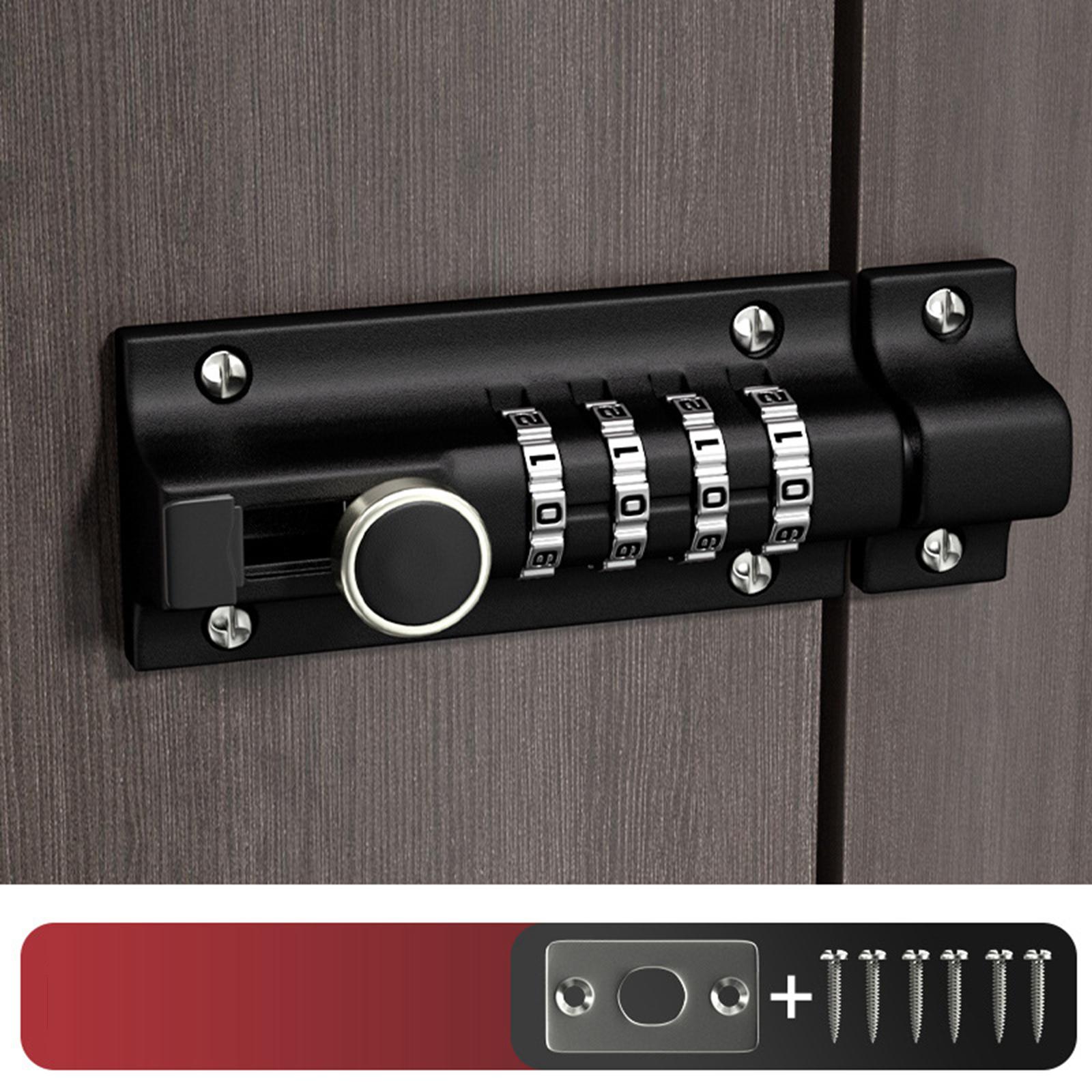 Combination Locking Bolt Mechanical Password Lock Sliding Bolt Latch Black