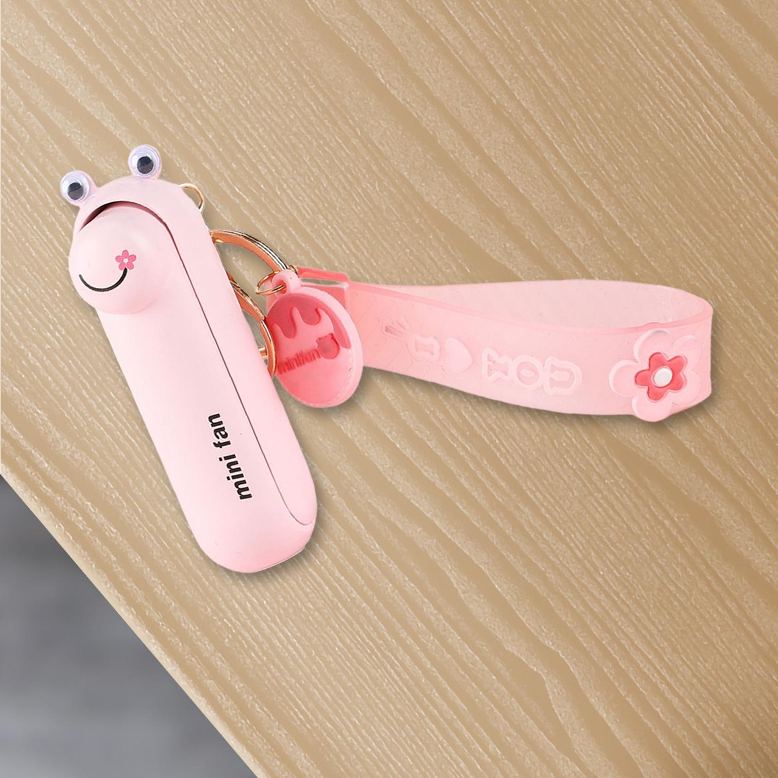 Keychain Fan Portable Mini Fan USB Pocket Fan for Home Outdoor Sports Travel Frog Pink