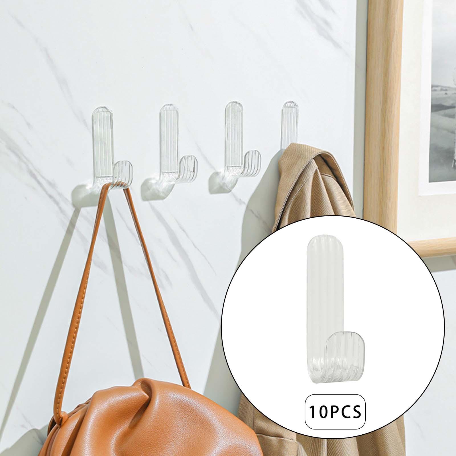 10Pcs Wall Towel Hook Keys Transparent Hanger Bedroom No Punching Key Holder