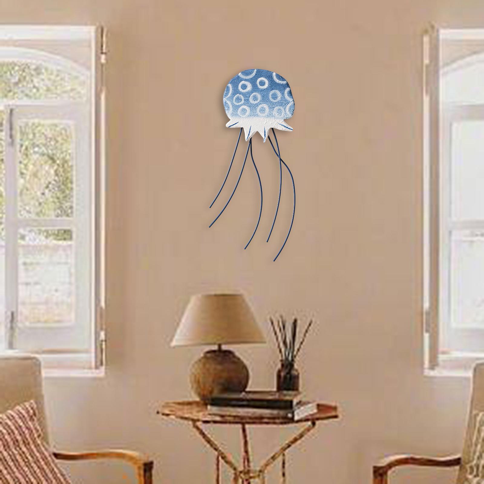 Jellyfish Wall Sculpture Art Jellyfish Decor for Dining Room Restaurant Home Blue