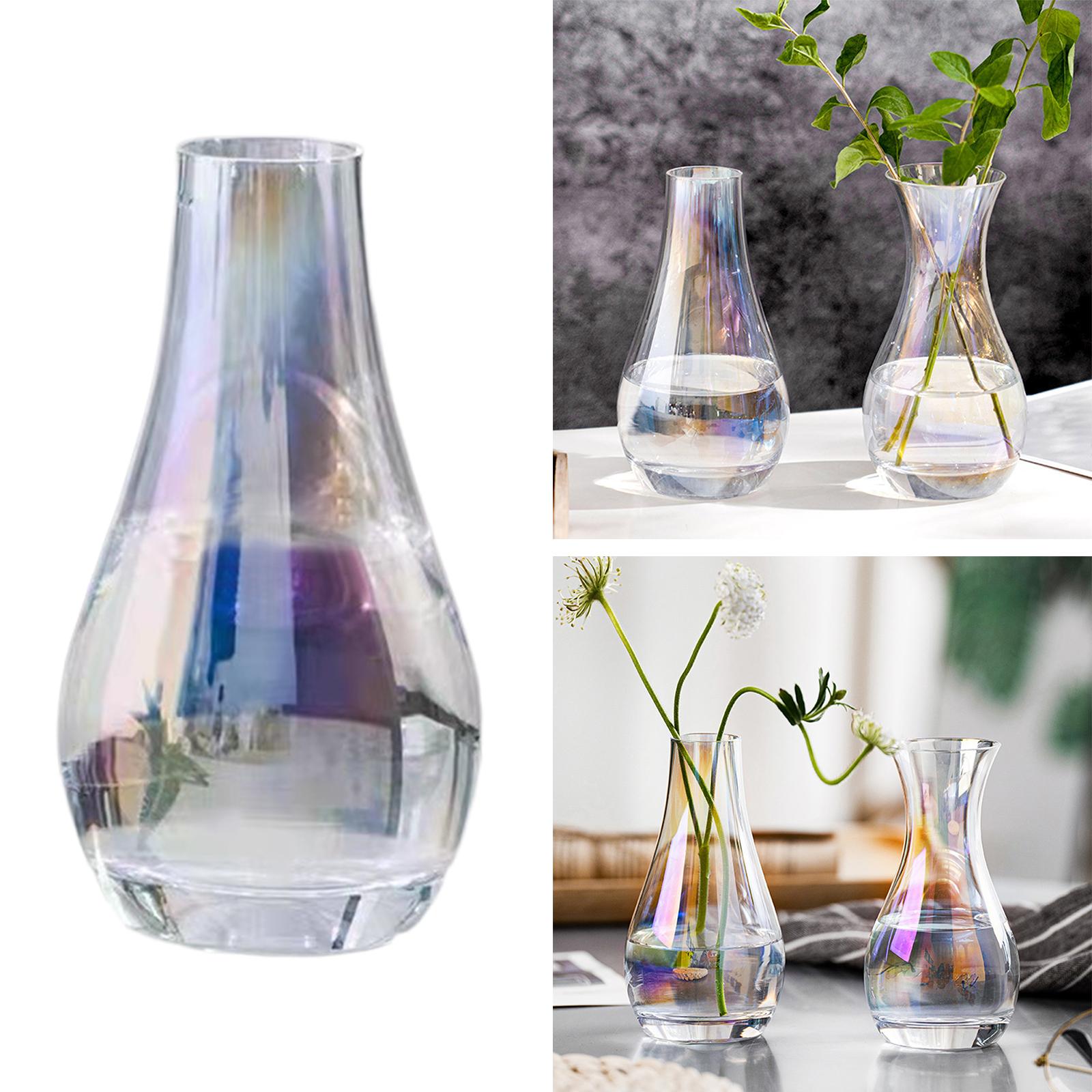 Glass Vase Fashion Flowerpot Narrow Glass Vases Flowers for Bedroom Bar Cafe Colorful