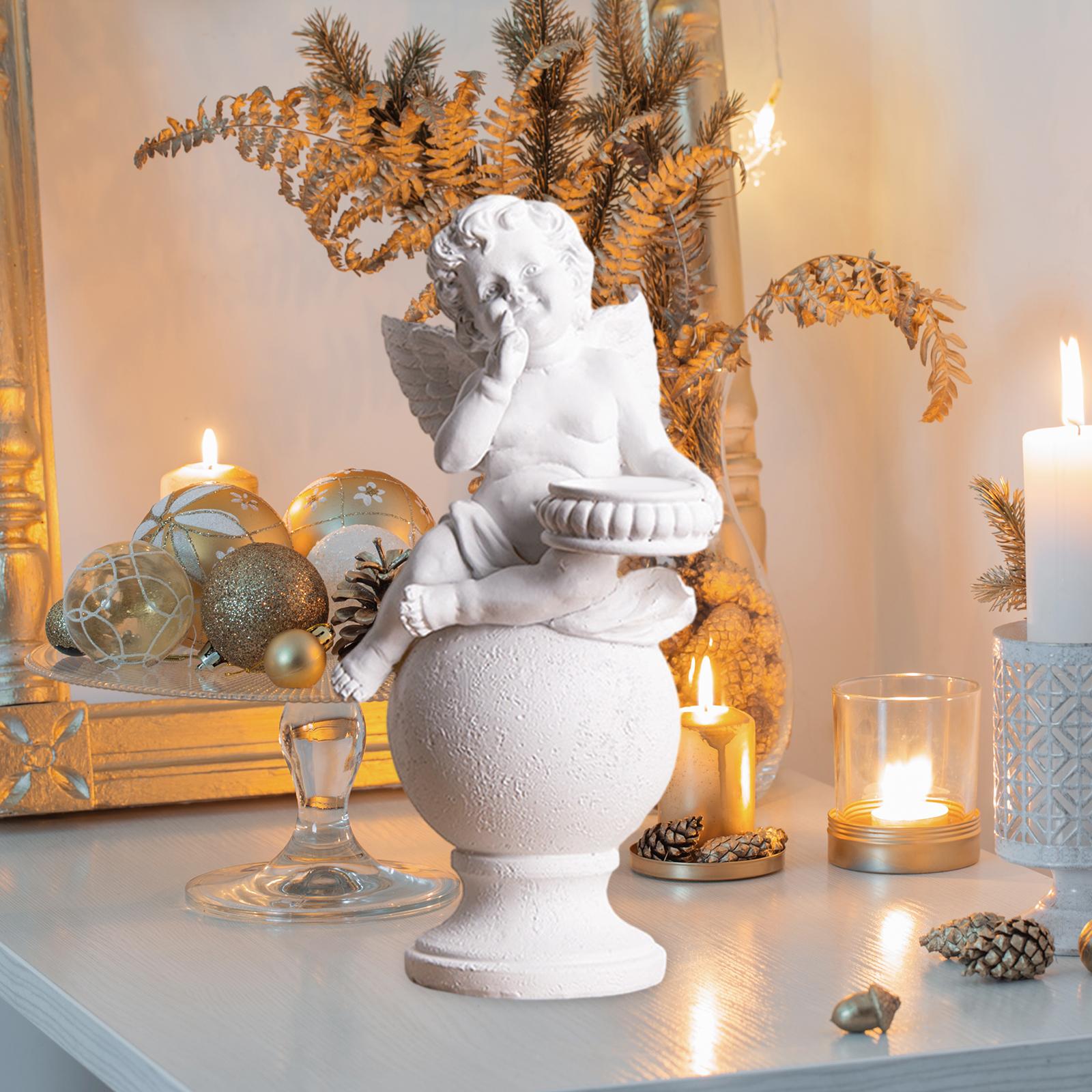 Candlestick Candelabras Home Anniversary Fireplace Resin Angel Candle Holder White Single Hand