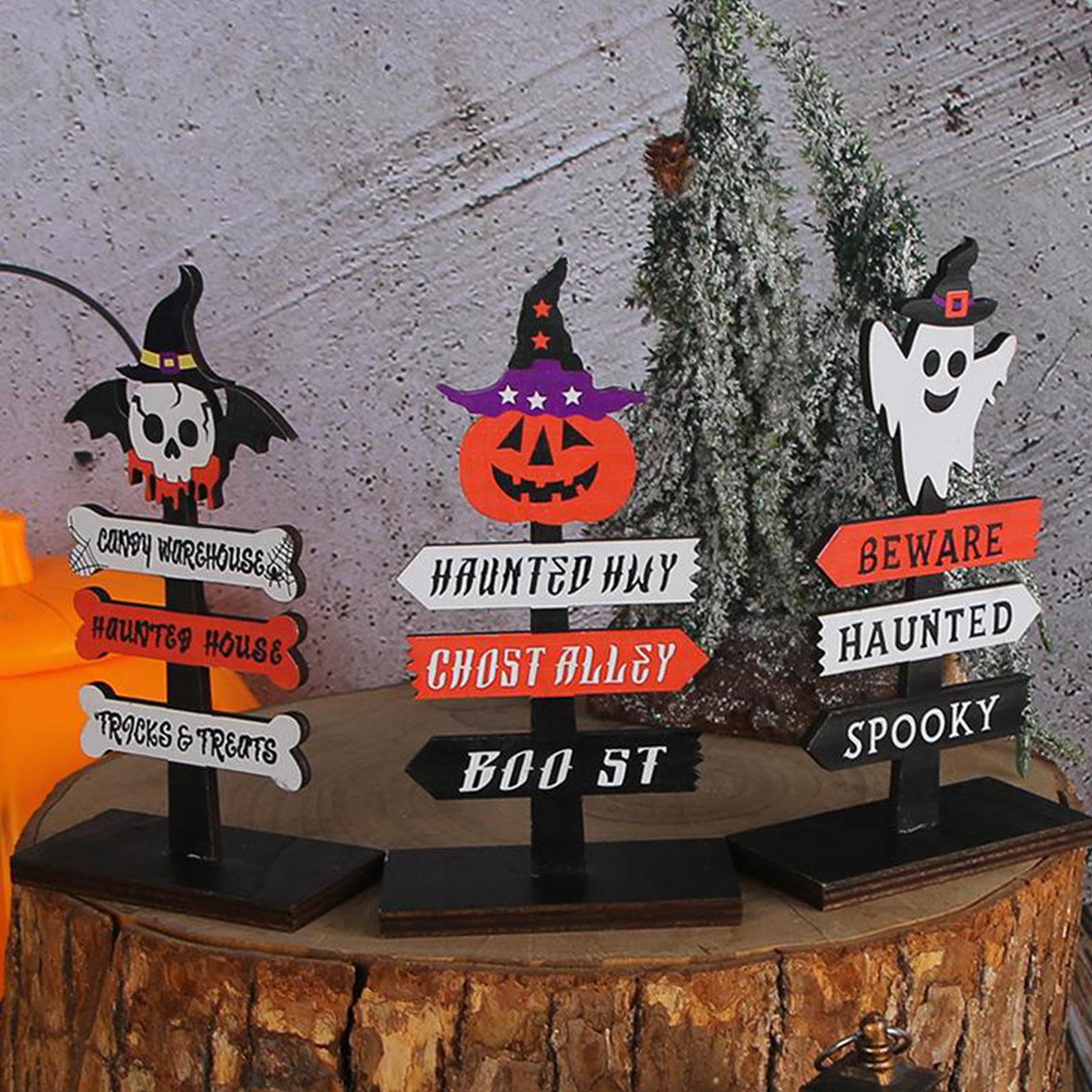 Halloween Tabletop Sign Table Centerpiece for Party Supplies Shelf Farmhouse Pumpkin