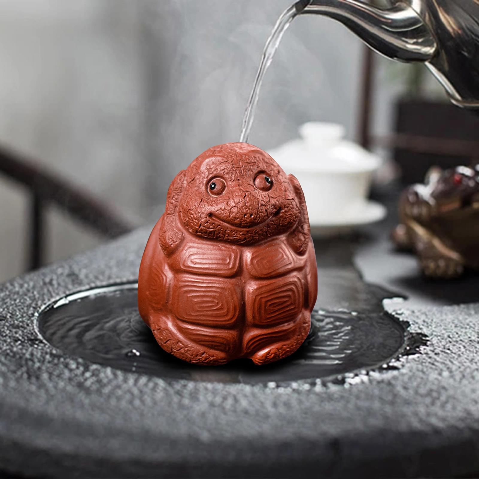 Clay Turtle Mini Tea Pet Figurine Small Animal Statues for Fairy Garden Not Listen