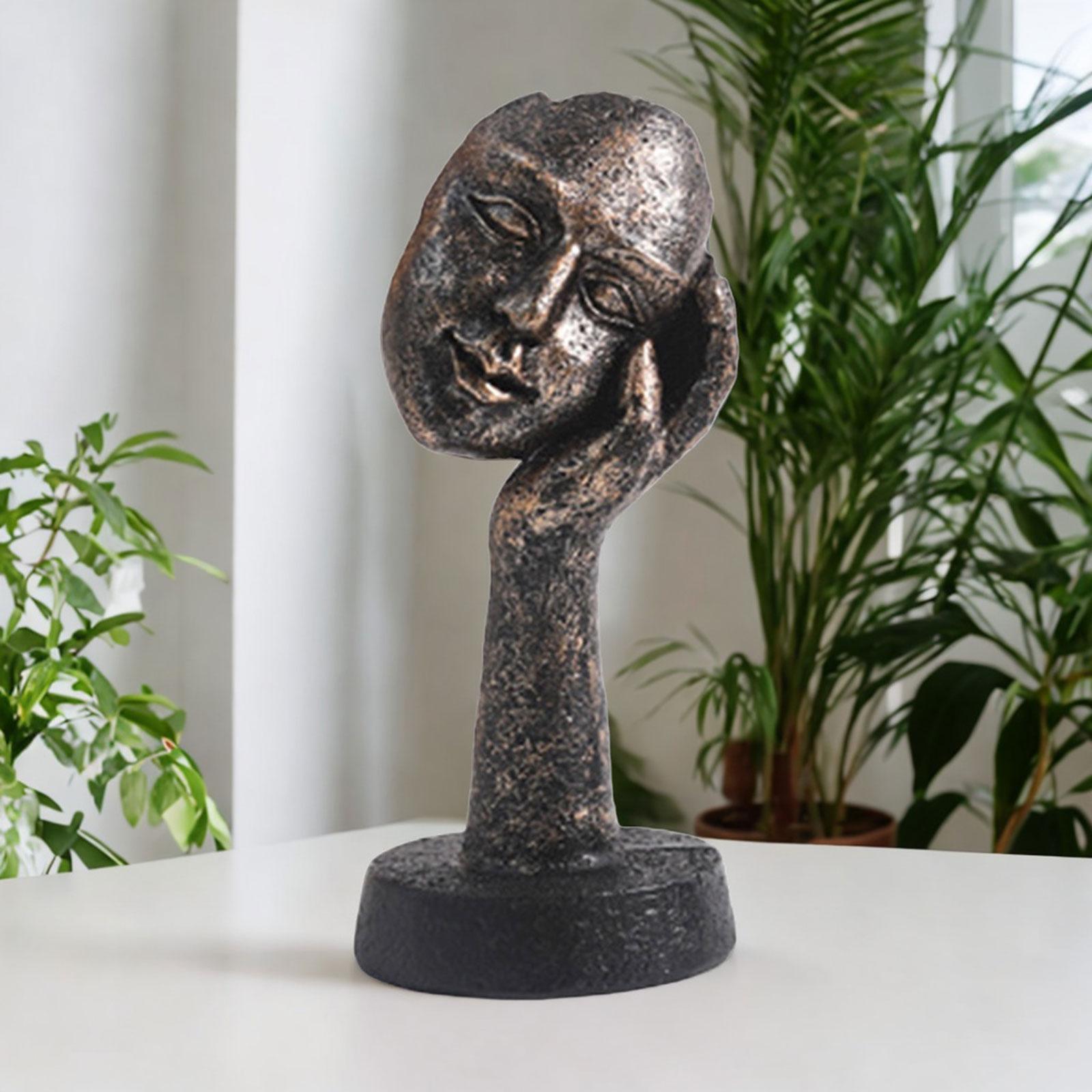 Thinker Statues Face Sculpture for Table Bookshelf Decorative Objects Office 14.5cmx6.5cm